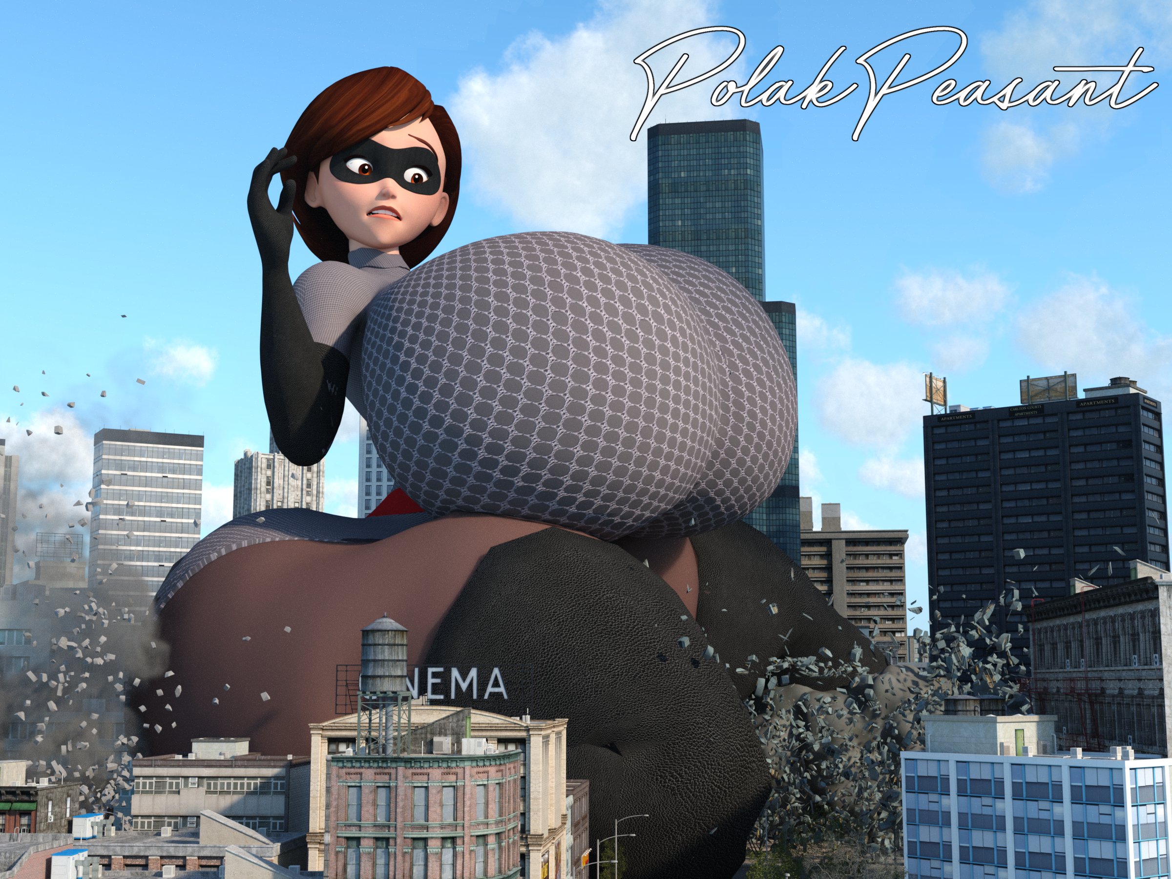 Giantess destroying city