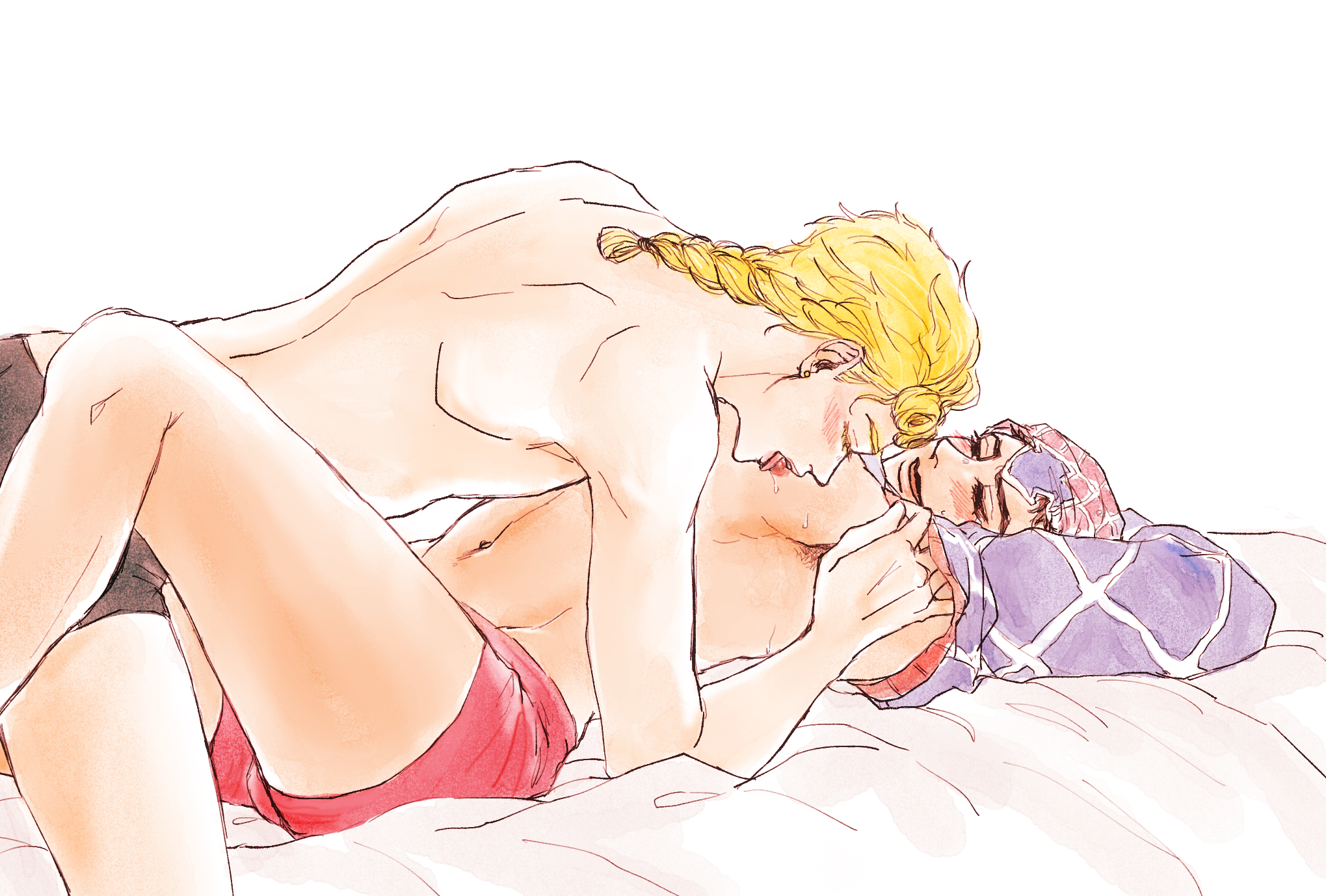 giorno giovanna, guido mista, vento aureo, 2boys, blonde hair, gay, male, m...