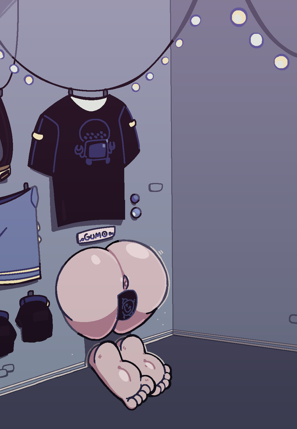 1girls 5_toes anal anal_access anal_only anal_only_maebari anus ass ass_shake barefoot big_ass brazilian covering covering_crotch dubious_consent exposed_ass female female_only gumo_(jululu) highres jululu kabeshiri maebari nonbinary original presenting_ass public_nudity public_use pussy pussy_tape stuck_in_wall tagme tape_on_pussy through_wall toe_scrunch white_skin