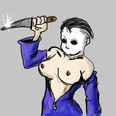 michael myers, halloween (series), rule 63, tagme, 1girls, big breasts, breasts, exposed breasts, female, female only, knife, nipples, nude, nudity, solo, 