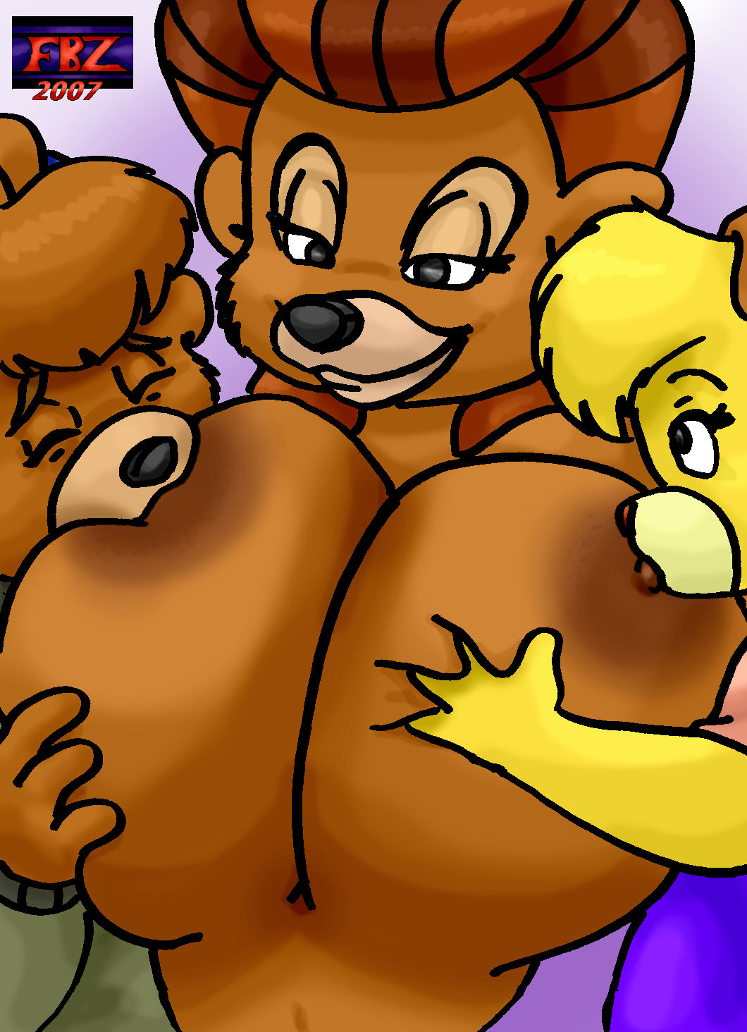 fbz, kit cloudkicker, molly cunningham, rebecca cunningham, disney, talespin, anthro, bear, bisexual, breastfeeding, female, fur, furry, male, mammal, nipples, straight, 