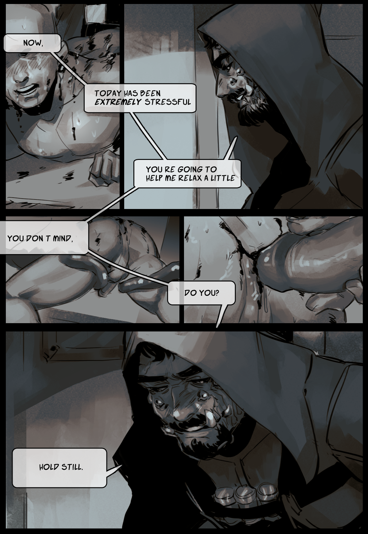 ...reaper, overwatch, comic, monochrome, source request, 2boys, anal, anus,...