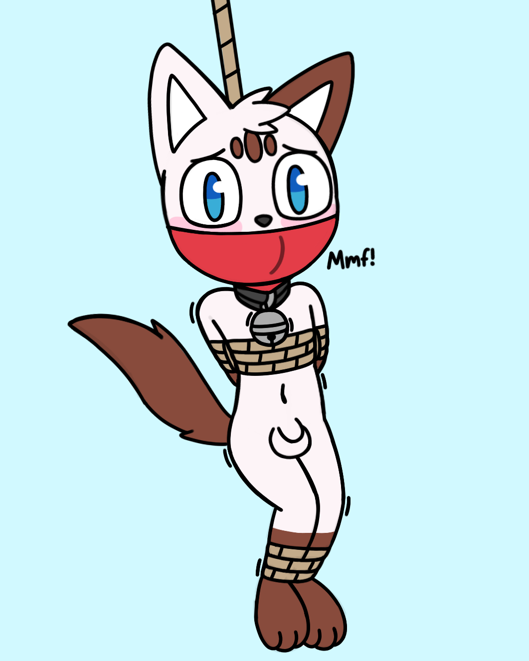 chipflake, 4:5, hi res, anthro, arms tied, bondage, bound, domestic cat, embarrassed, embarrassed nude male, felid, feline, felis, gag, male, mammal, questionable consent, solo, solo focus, zxc14, 