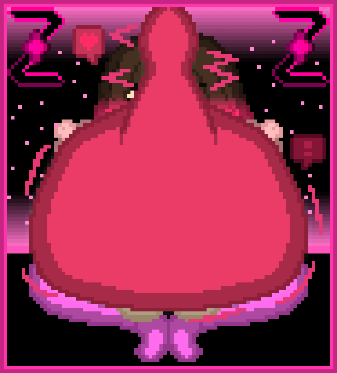 ! 1futa akumu_(glitchtale) balls bete_noire big_breasts big_penis blob breasts brown_hair continuous_ejaculation cum cum_in_mouth cum_inside cumflation excessive_cum fellatio forced_oral futa_only futanari glitchtale heart inflation nervous nervous_sweat nipples overflow overflowing_cum penis pink_eyes pink_hair pixel_art self_upload smirking sweat undertale undertale_(series) zixy