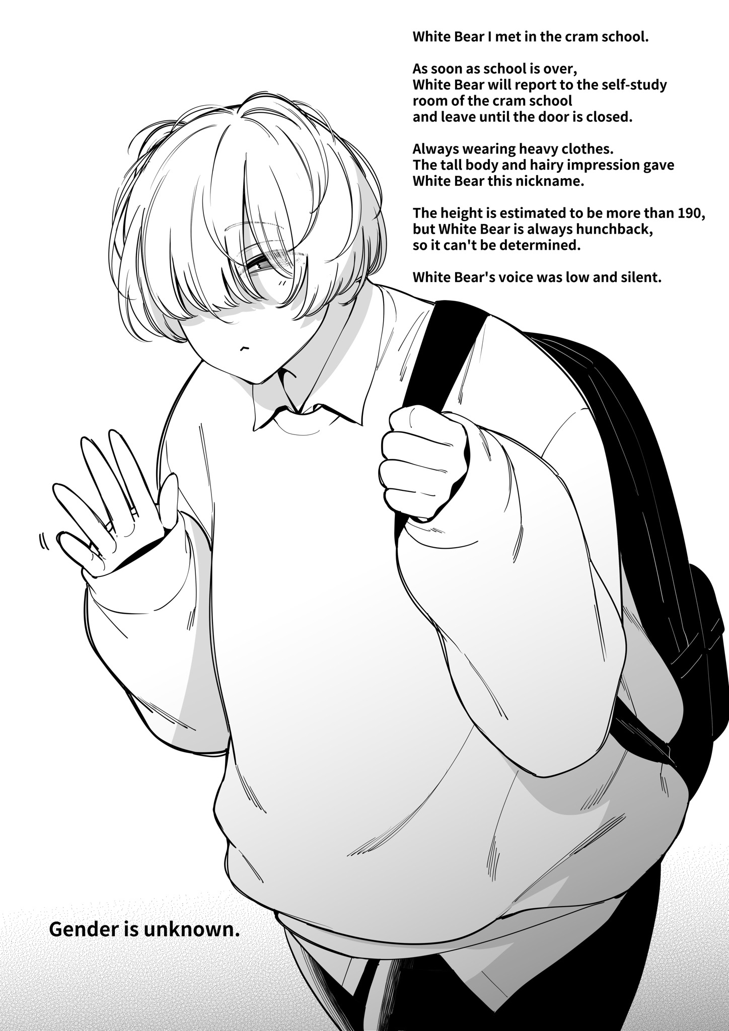 fan (f.w.zholic), original character, original, english text, text, bag, sweater, 