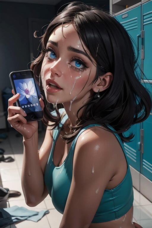 original character, original, realistic, after fellatio, after oral, after sex, ai generated, cellphone, cum, cum on body, cum on face, eye contact, looking at viewer, pov, stable diffusion, taliredmint, uncensored, 
