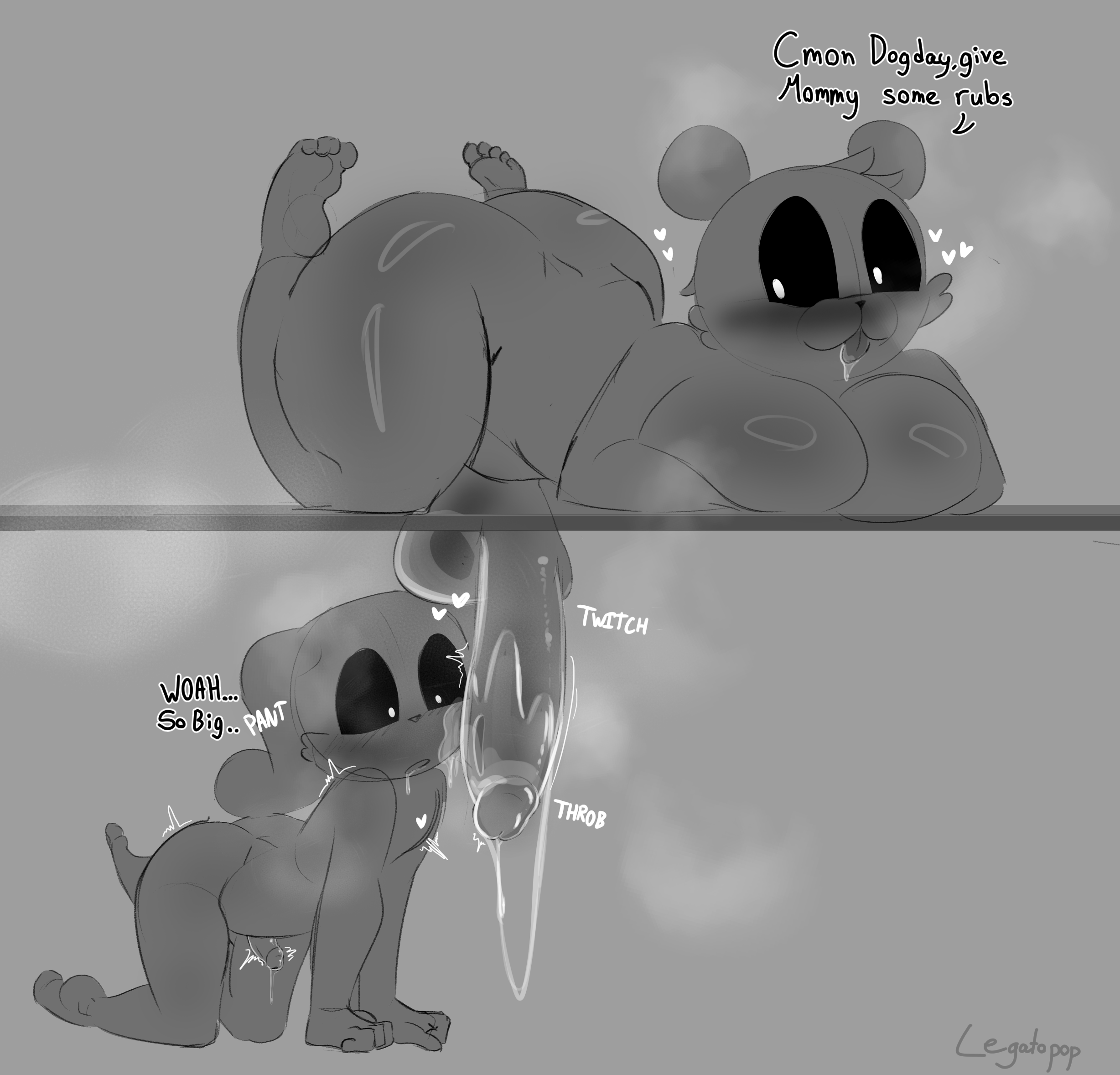 big_cock big_penis bigger_futa bobby_bearhug critters_(poppy_playtime) dogday_(poppy_playtime) dripping dripping_cum dripping_precum furry furry_futa furry_only futanari gay glory_hole gloryhole huge_cock intersex legatopop no_humans on_knees penis poppy_playtime poppy_playtime_(chapter_3) smiling_critters staring staring_at_penis table text