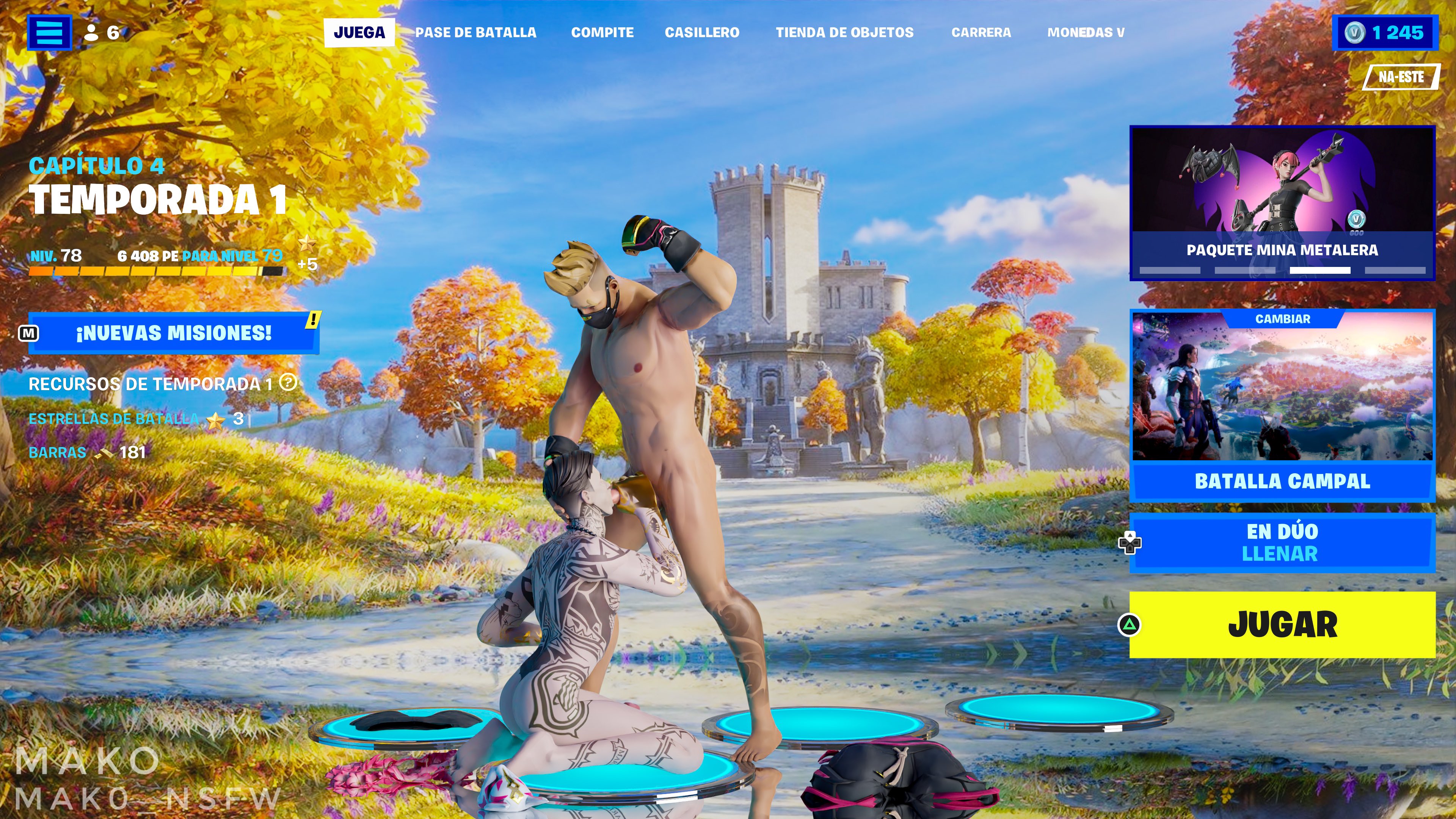 drift (fortnite), midas (fortnite), fortnite, 2boys, blowjob, flexing, gay, mak0 nsfw, male/male, male only, muscular, muscular male, oral, oral sex, sucking, sucking penis, 