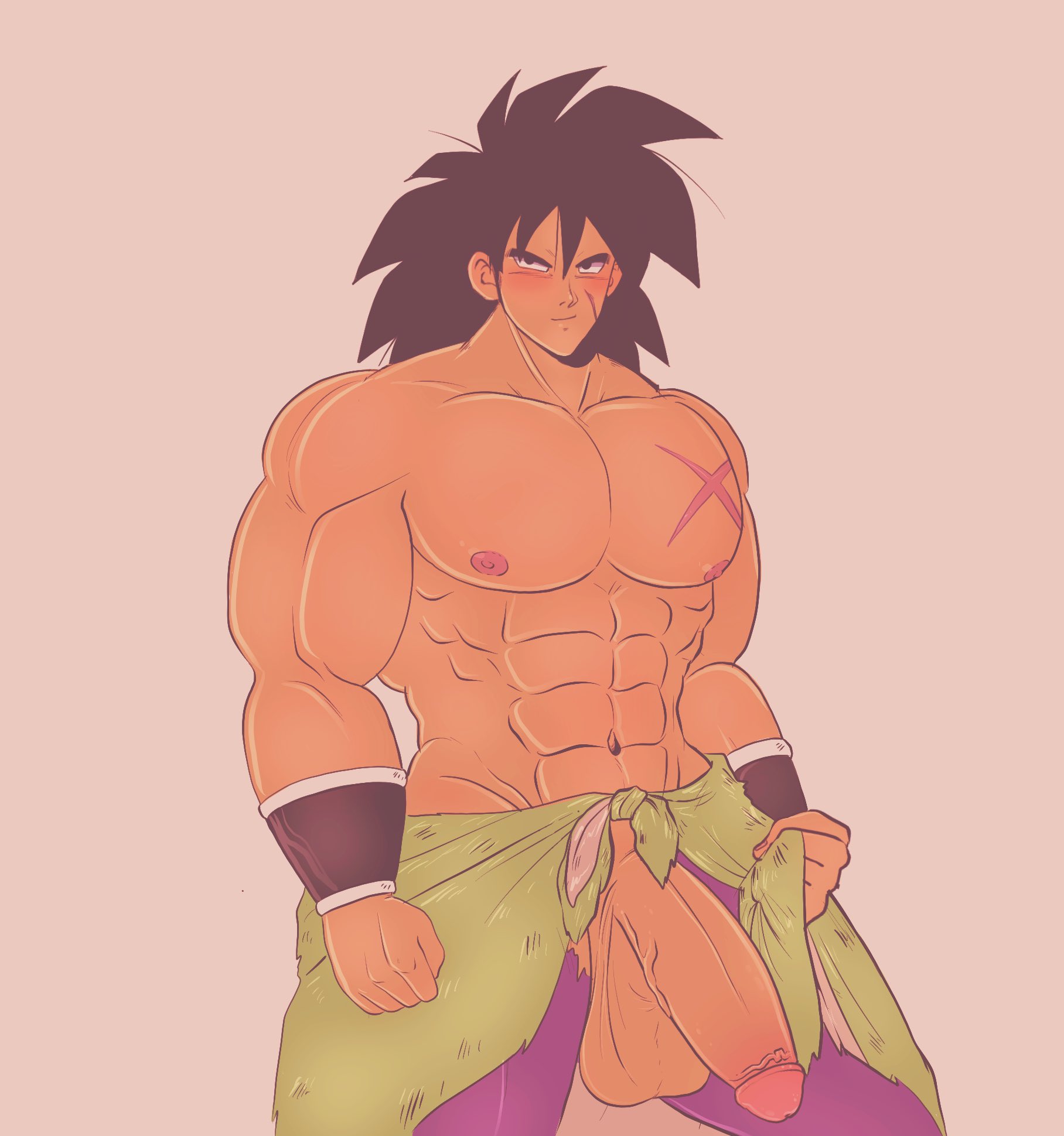 broly, dragon ball, dragon ball super, dragon ball z, balls, bara, big balls, big penis, gay, male, male only, muscles, muscular, penis, penis out, solo, solo male, 