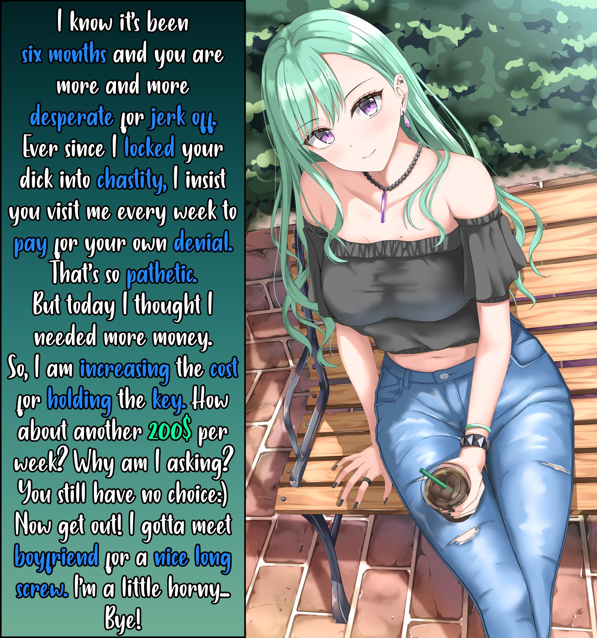 Femdom chastity cage captions