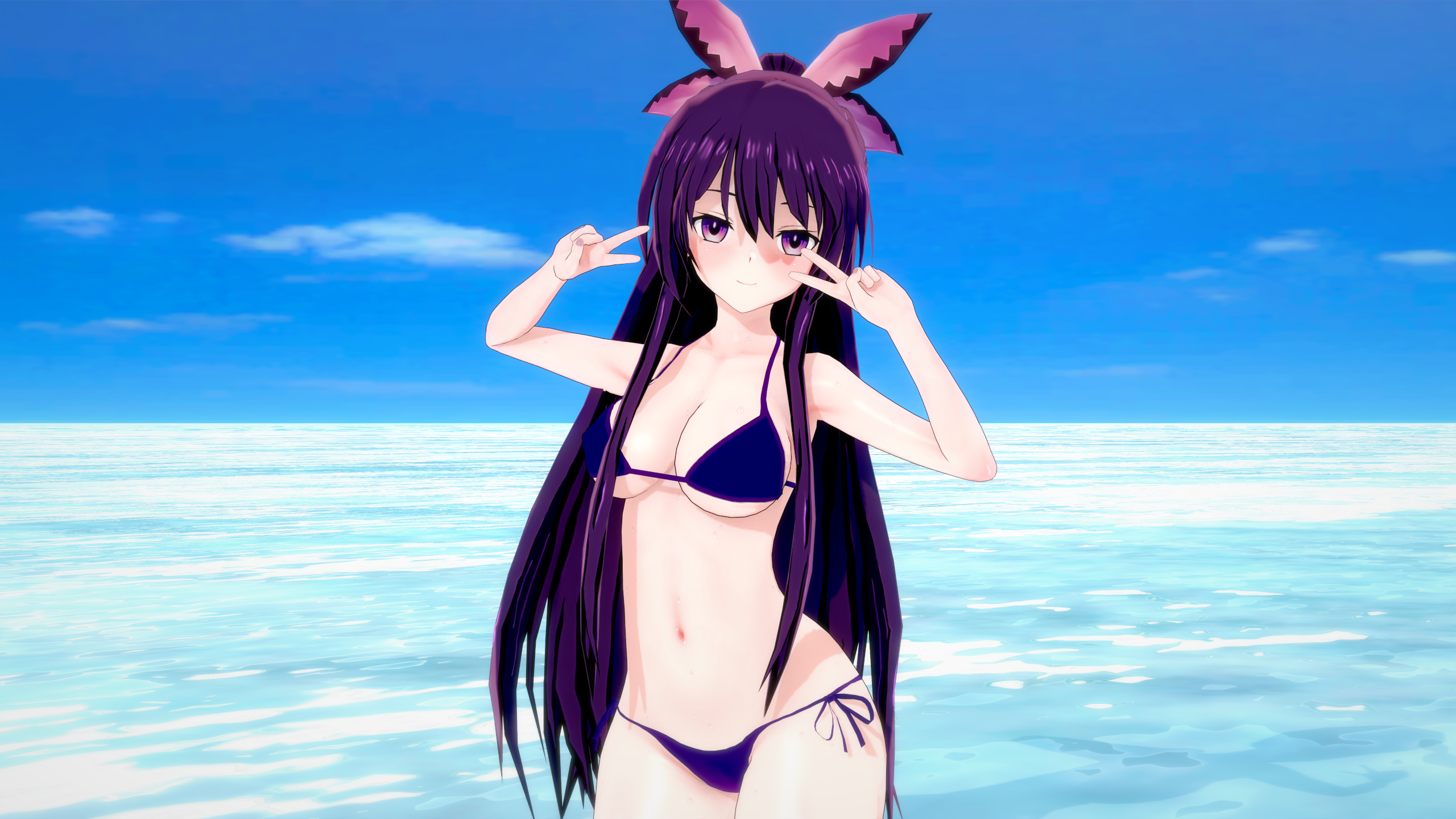 tohka <b>yatogami</b>, date a live, 1girls, bikini, breasts, female only, light-sk...