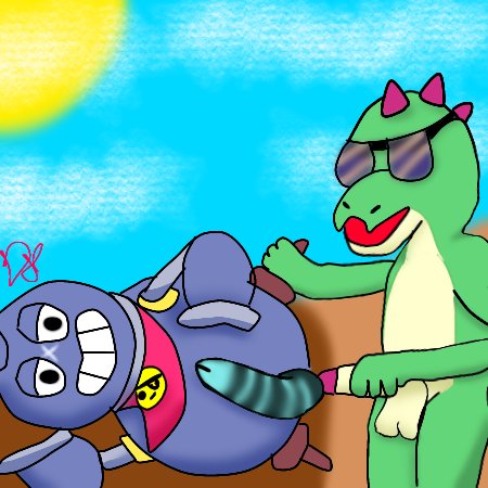tick (brawl stars), brawl stars, supercell, 2boys, ass, buzz (brawl stars), dani (artist), dinosaur, gay, hyper penis, penis, 