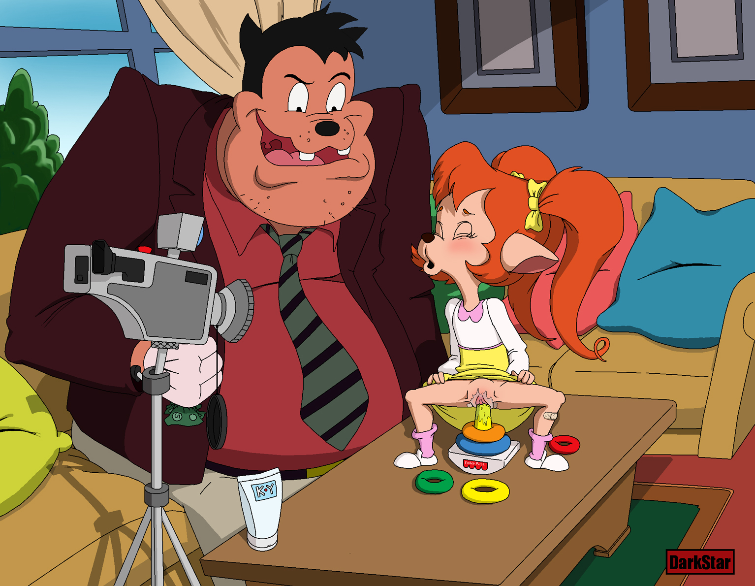 darkstar, pete, pistol pete, disney, goof troop, bow, clothing, female, pus...
