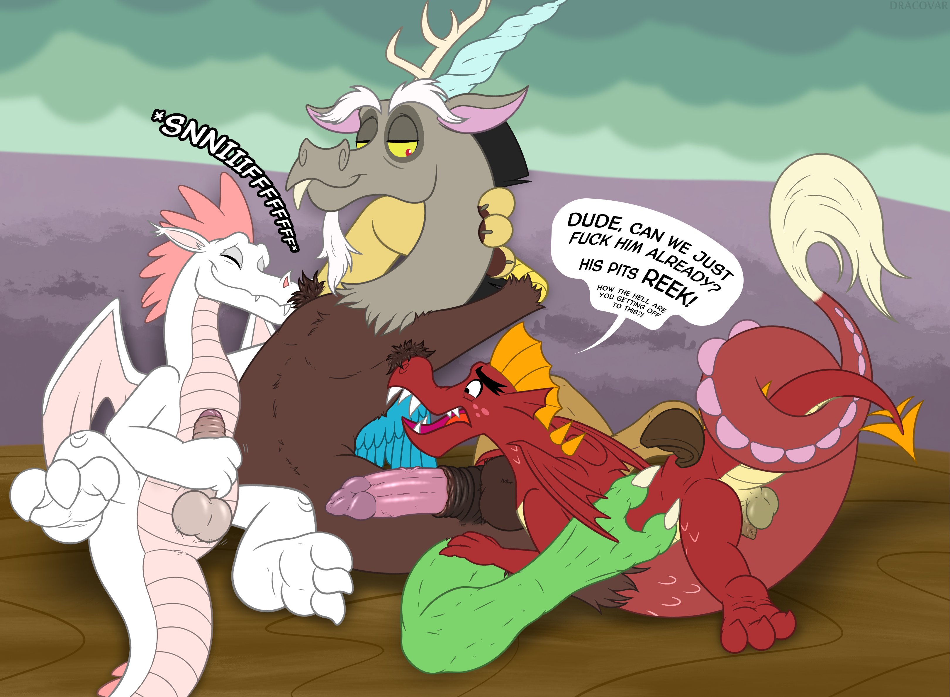 Rule34 - If it exists, there is porn of it / dracovar valeford, discord  (mlp), fizzle (mlp), garble (mlp) / 3829000