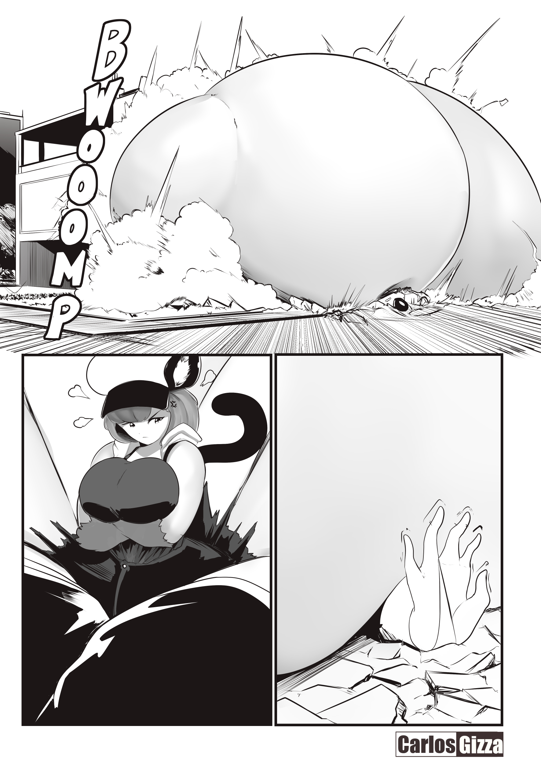 black and white, <b>comic</b>, ass bigger than body, ass bigger than building, ass...