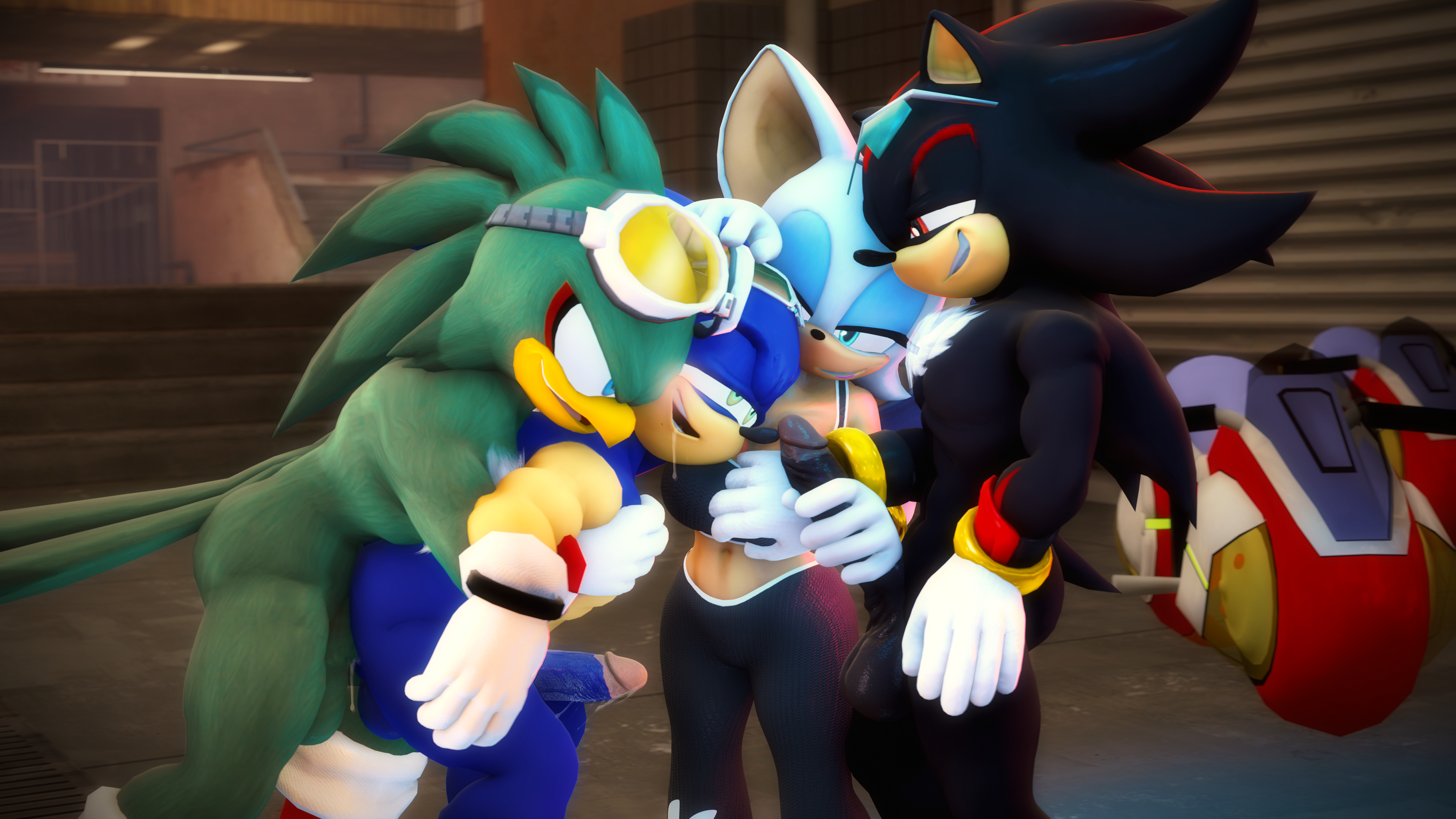 Rule34 - If it exists, there is porn of it / sonicfoxhound, jet the hawk,  rouge the bat, shadow the hedgehog, sonic the hedgehog / 3758717