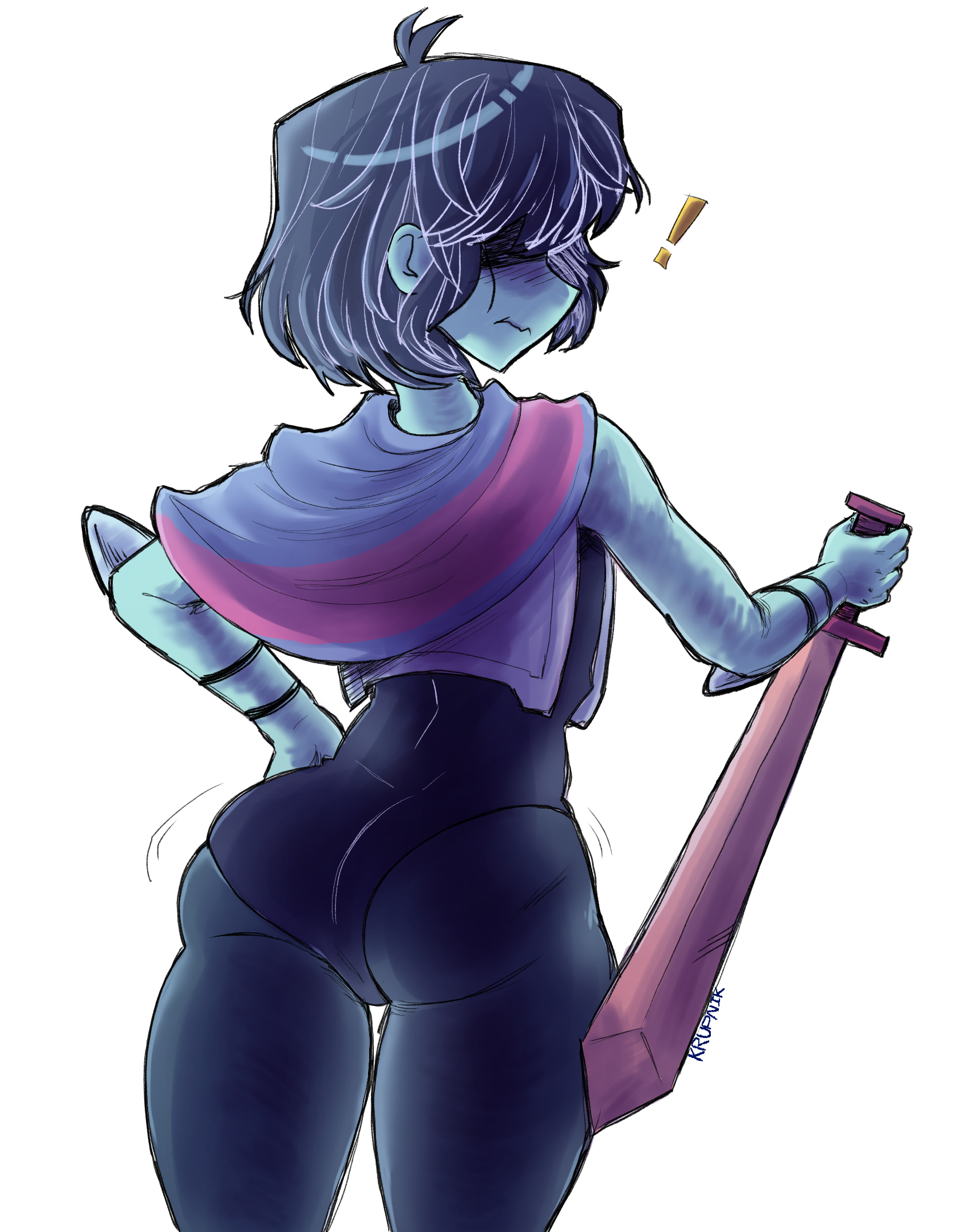 kris (deltarune), deltarune, ass, ass focus, behind view, deltarune chapter...