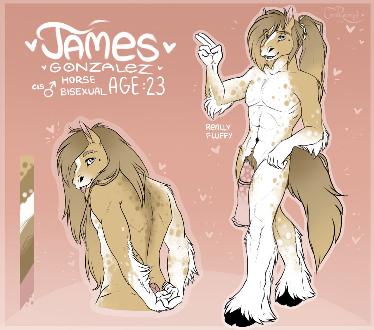 model sheet, abs, animal genitalia, animal penis, anthro, blep, equid, equine, equine genitalia, equine penis, femboy, genitals, hair, half-erect, hooves, horse, james gonzalez (rimann), long hair, looking at viewer, male, mammal, penis, rimann, smile, solo, standing, tongue, tongue out, 