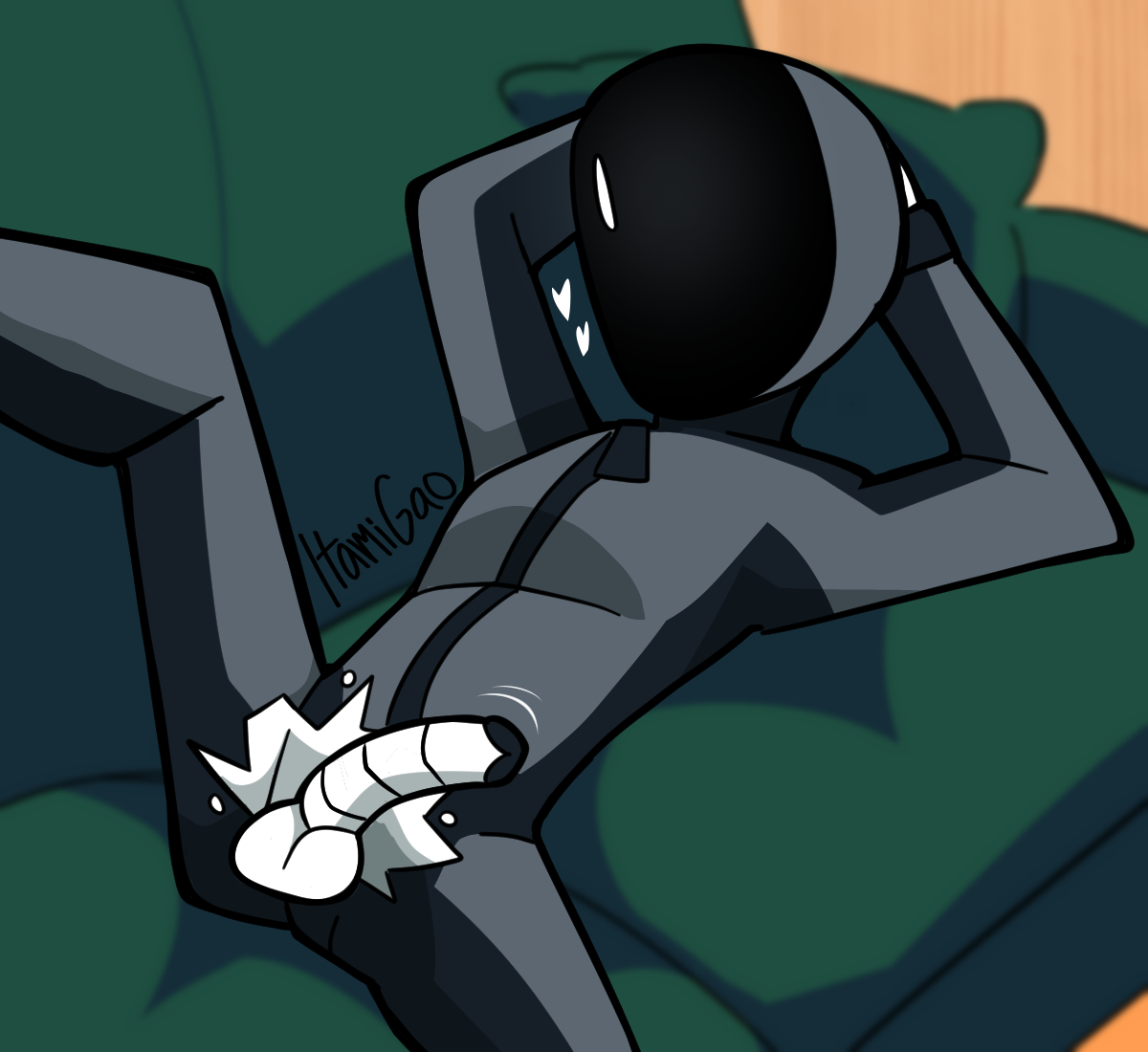 1boy 1x_tech 2024 advertising arms_behind_head background balls bodysuit cartoony cel_shading commercial couch cute exposed_balls exposed_penis faceless faceless_character faceless_male grey_bodysuit heart itamigao laying laying_down laying_on_back laying_on_couch lifting_leg male male_only metallic_body motion_lines neo_beta non-human penis pinup presenting_balls presenting_penis relaxed robot robot_boy robot_humanoid screen_face seductive self_upload signature solo solo_focus solo_male toony torn_bodysuit torn_clothes white_body zipper