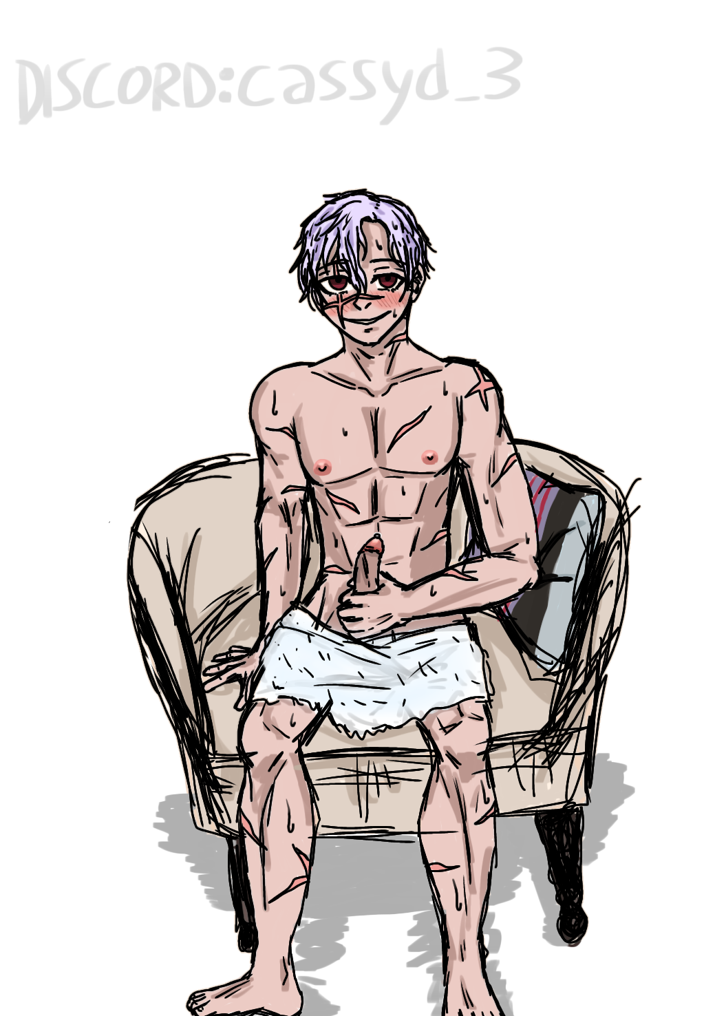 after_shower artist_signature blue_lock blush bunny_iglesias cassyd chair colored cushion doodle fapping gooning hard_cock hard_nipples lilac_hair looking_at_viewer male male_only masturbation mischievous_smile naked naked_male no_clothes pink_nipples pink_tip precum precum_bubble quick_drawing red_eyes scars scars_all_over scars_on_arm scars_on_back scars_on_body scars_on_chest scars_on_face scars_on_legs scars_on_thighs sketch smirk smirking soccer_player sofa solo_focus solo_male stroking stroking_penis sweat sweating towel towel_only watermark wet_body wet_skin white_background
