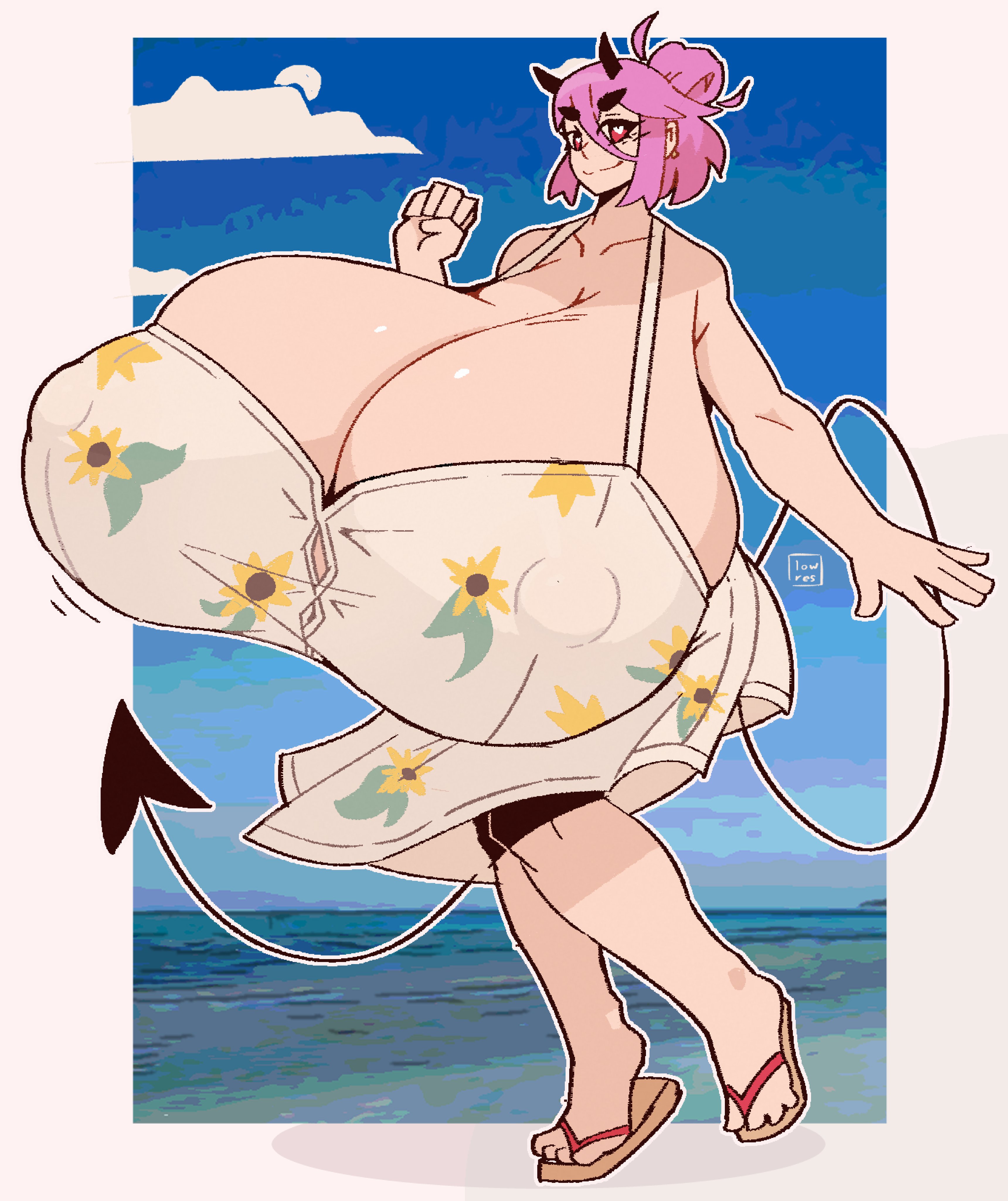 artist request, tagme, big breasts, breasts, breasts bigger than head, breasts bigger than torso, cleavage, enormous breasts, giant breasts, gigantic breasts, huge breasts, hyper breasts, large breasts, massive breasts, pink hair, 
