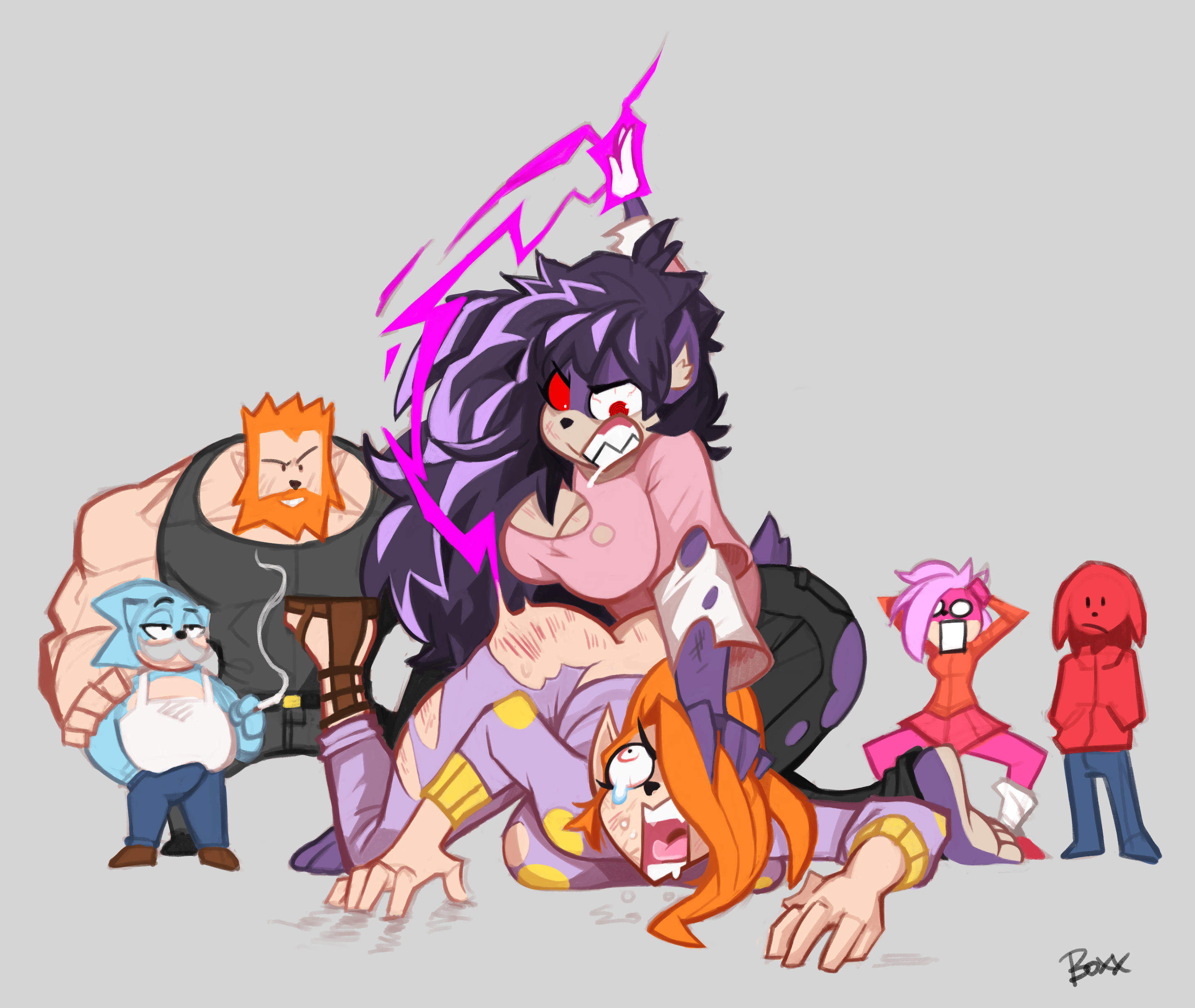 mindy latour, queen aleena, sonia the hedgehog, sonic (series), sonic underground, tagme, anthro, female, mobian (species), spanking, uncle chuck, 