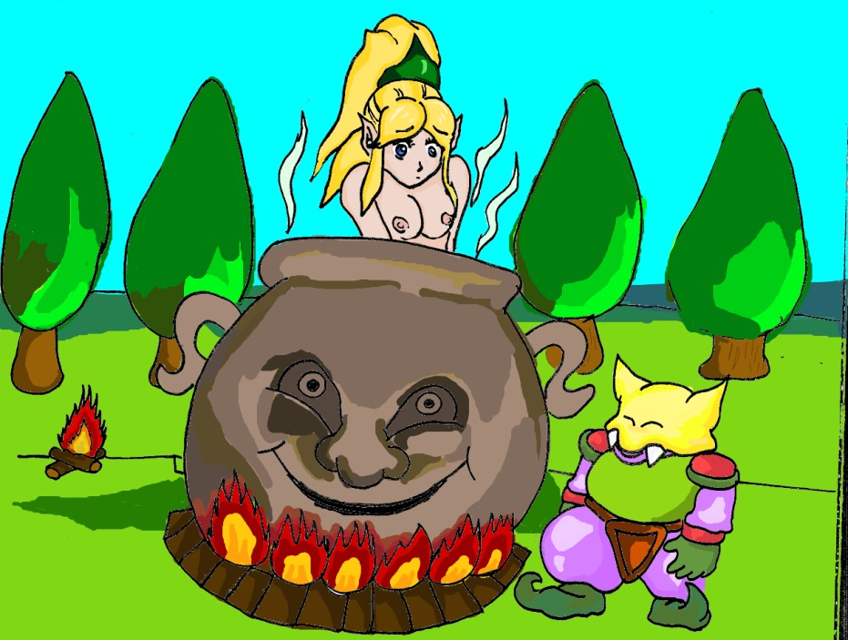 mana goblin, purim, secret of mana, tagme, cooked alive, cooking pot, imminent vore, 