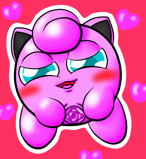 jigglypuff, color, tagme, blush, female, female only, feral, front view, nude, pink skin, pokemon, smile, solo, teal eyes, vulva, 
