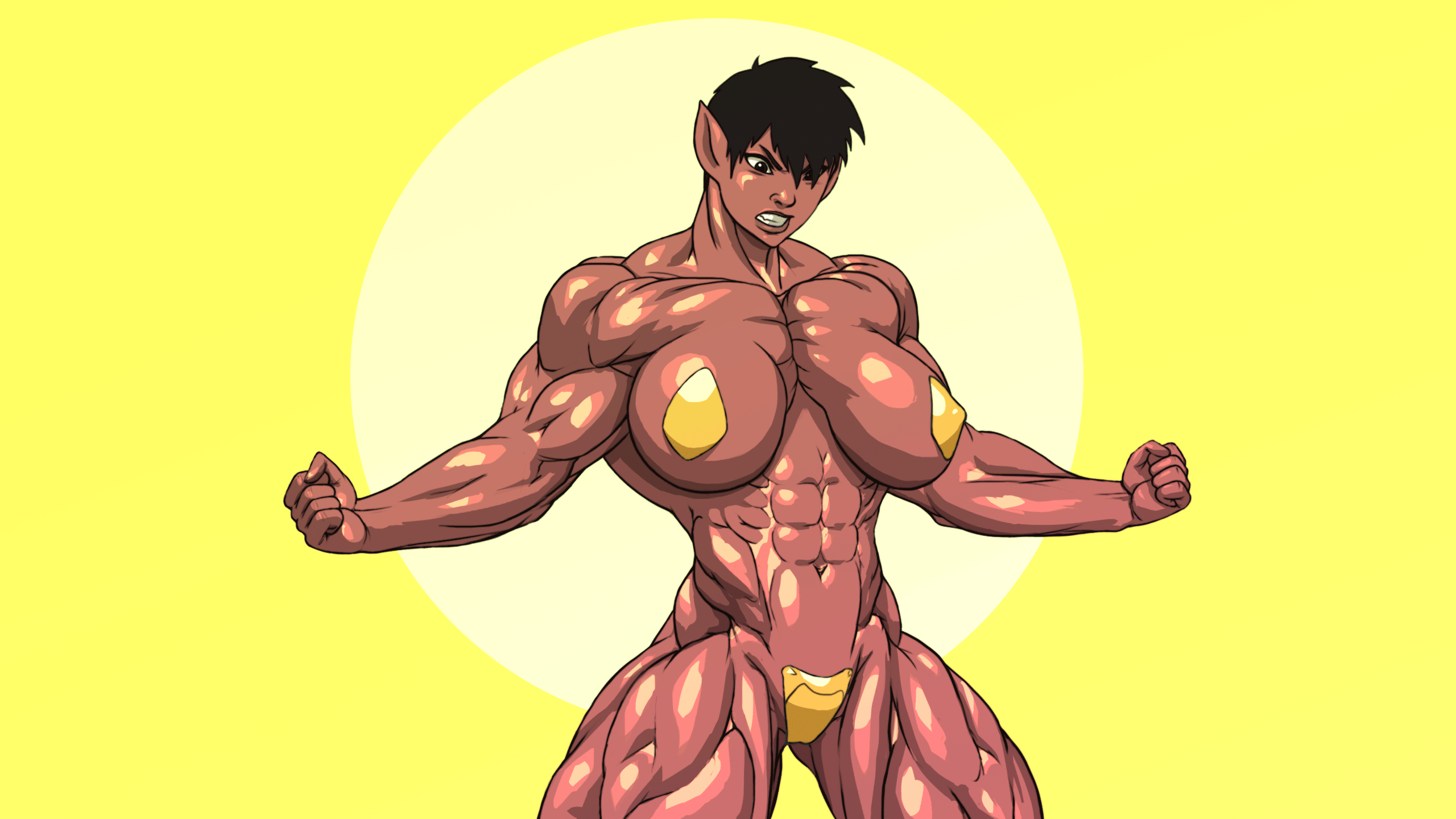 Nude female muscle cartoon