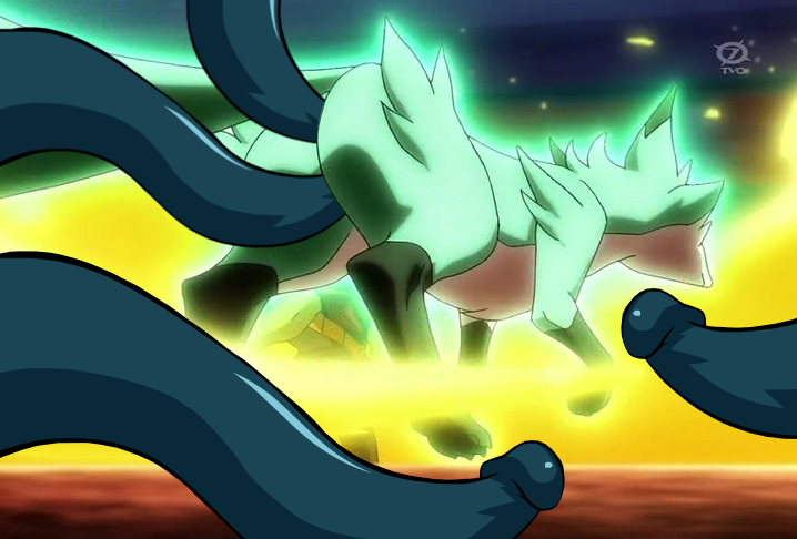 ixaal, inazuma eleven, inazuma eleven (series), inazuma eleven go, inazuma eleven go galaxy, alien, anal, anal sex, ass, back, canine, female, fluffy tail, fox, fur, green fur, hindpaw, insertion, male, mammal, paws, penetration, soul, straight, tentacle, tight fit, vaginal penetration, 