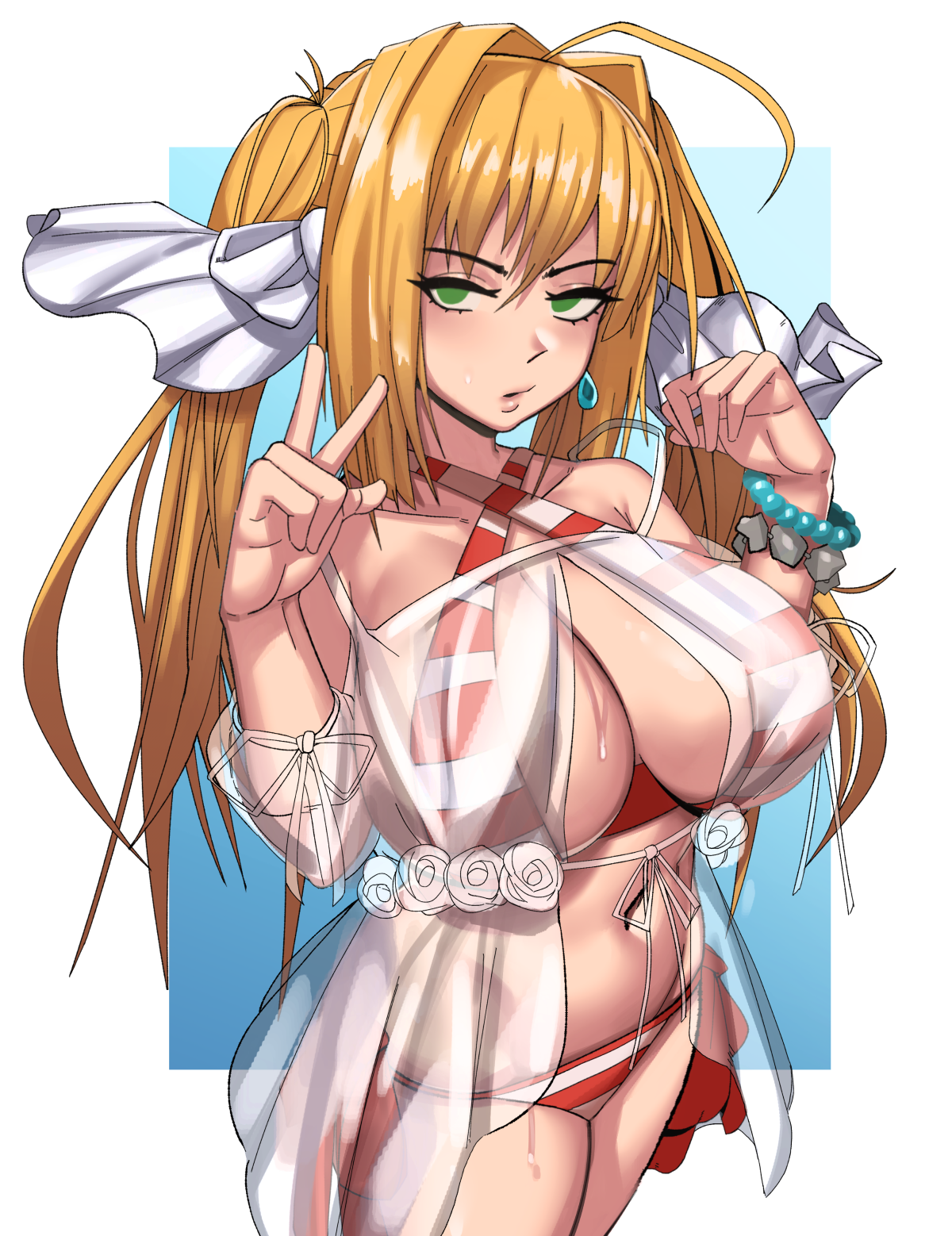 nero claudius (fate), nero claudius (swimsuit caster), fate/grand order, fate (series), 1girls, big breasts, bikini, breasts, cleavage, female, female only, kevot, large breasts, solo, 