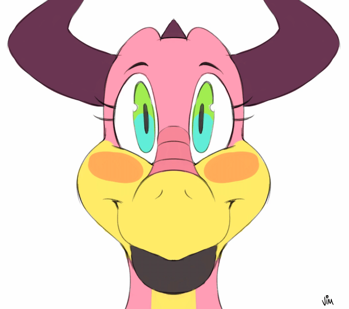 vimhomeless, animated, cute, dragon, dragoness, kissing, smooch, thick lips, 