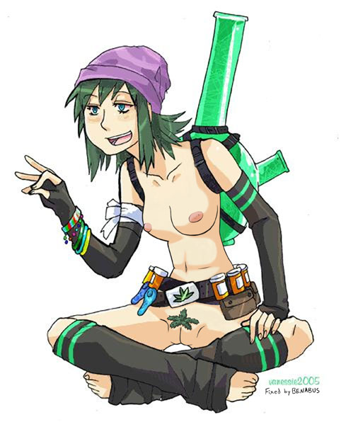 420chan, color, tagme, female, green hair, hat, short hair, solo, tcc-tan, 