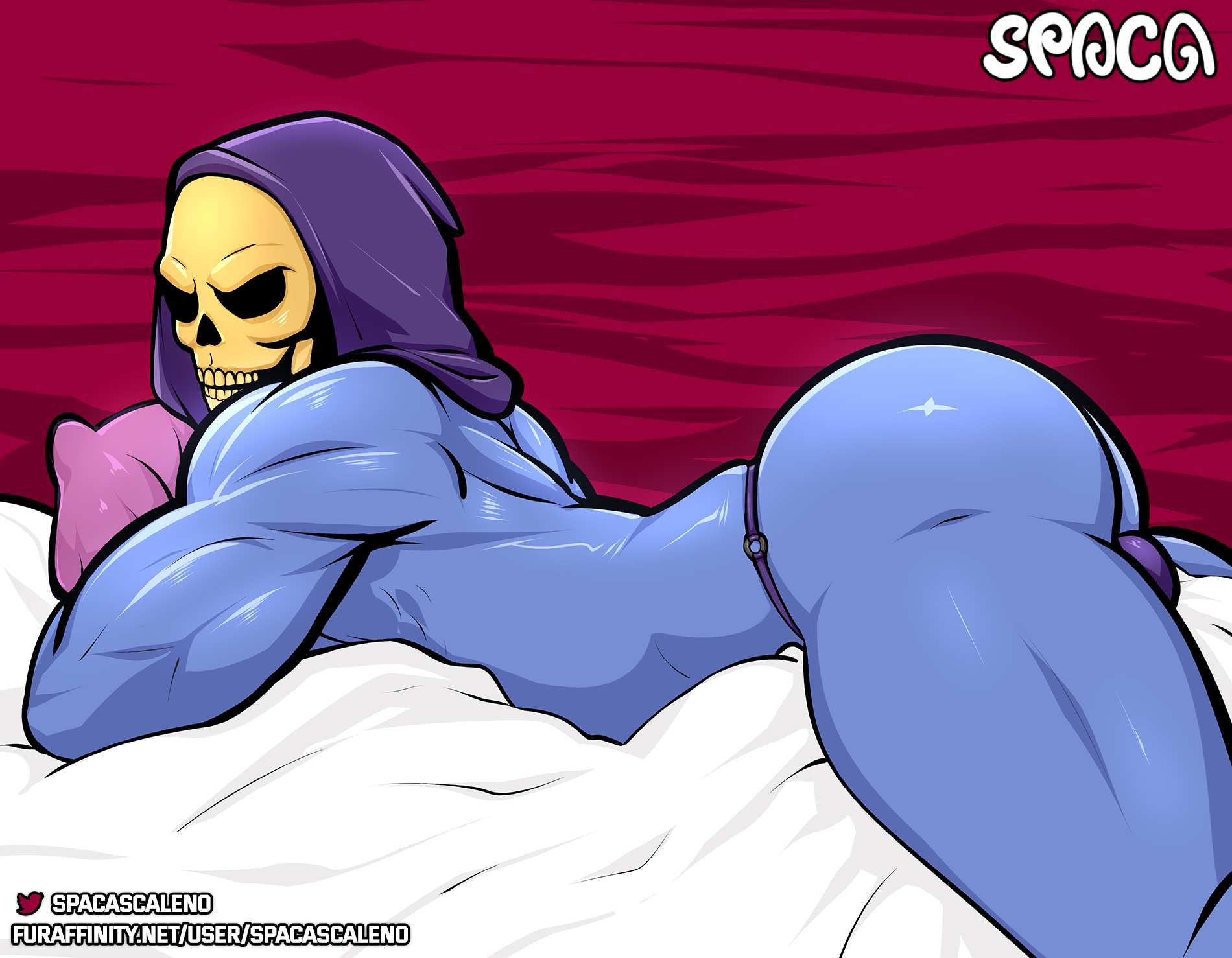 spaca, skeletor, digital media (artwork), hi res, ass, bone, clothing, g-st...