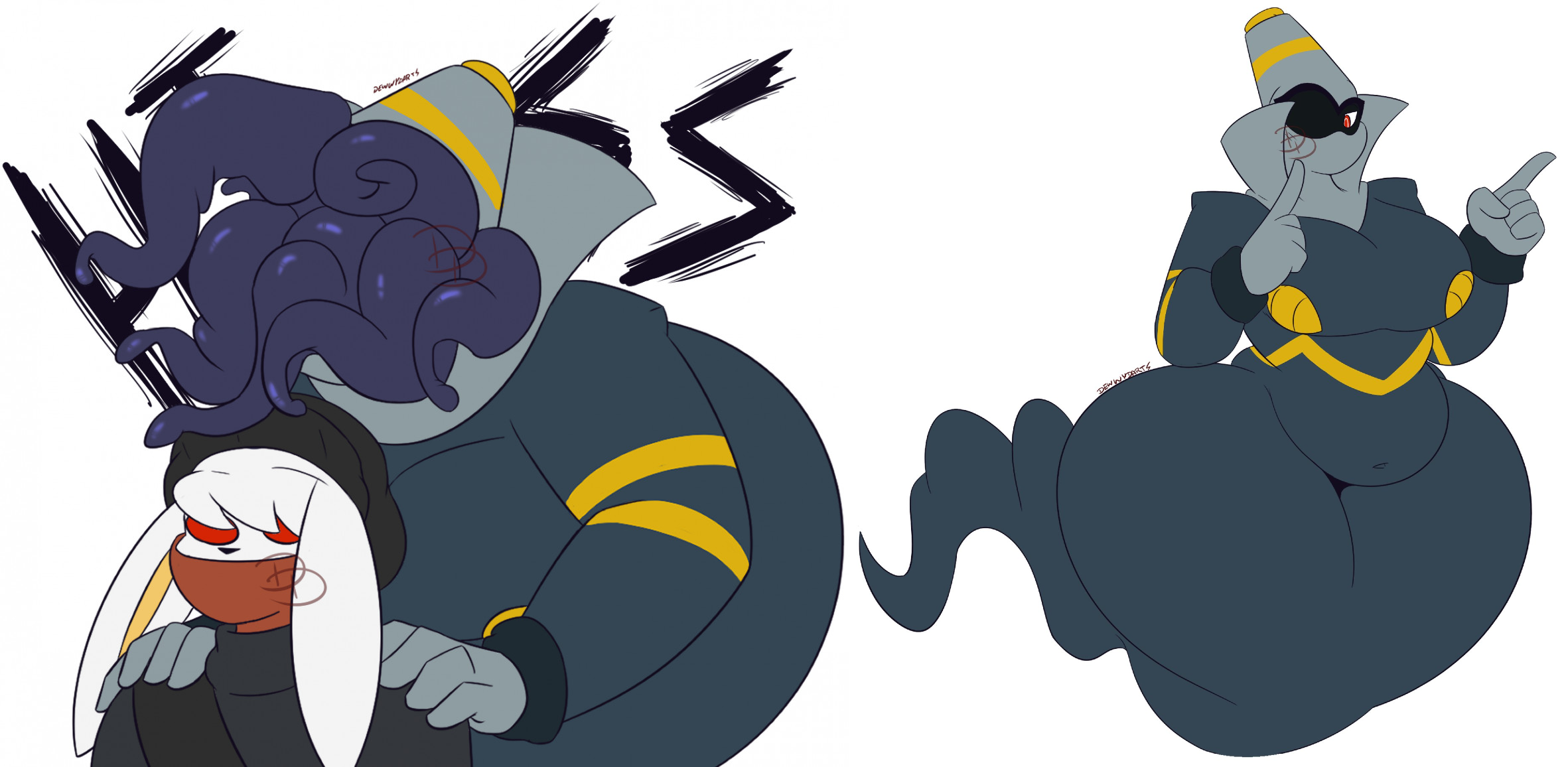 1_eye 2022 5_fingers anthro beanie big_breasts black_beanie black_clothing black_hat black_headwear breasts clothing covered_mouth dd_(dewwydarts) dd_(dewwydartz) desire_(dewwydarts) desire_(dewwydartz) dewwydarts dewwydartz duo dusknoir female fingers floating fur furry generation_4_pokemon generation_8_pokemon ghost ghost_tail grey_body grey_clothing grey_sweater grey_topwear hair hands_on_shoulders hat headgear headwear hi_res hissing huge_thighs looking_at_viewer male male/female markings nintendo original original_character pokemon pokemon_(species) pokemon_only pokémon_(species) raboot red_eyes simple_background simple_eyes slightly_chubby slightly_chubby_female spirit sweater tagme tentacle thick_thighs topwear white_background white_body white_fur white_hair wide_hips yellow_markings