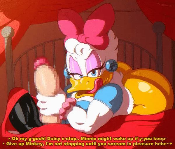 angelauxes, daisy duck, mickey mouse, disney, animated, anthro, bed, breast...