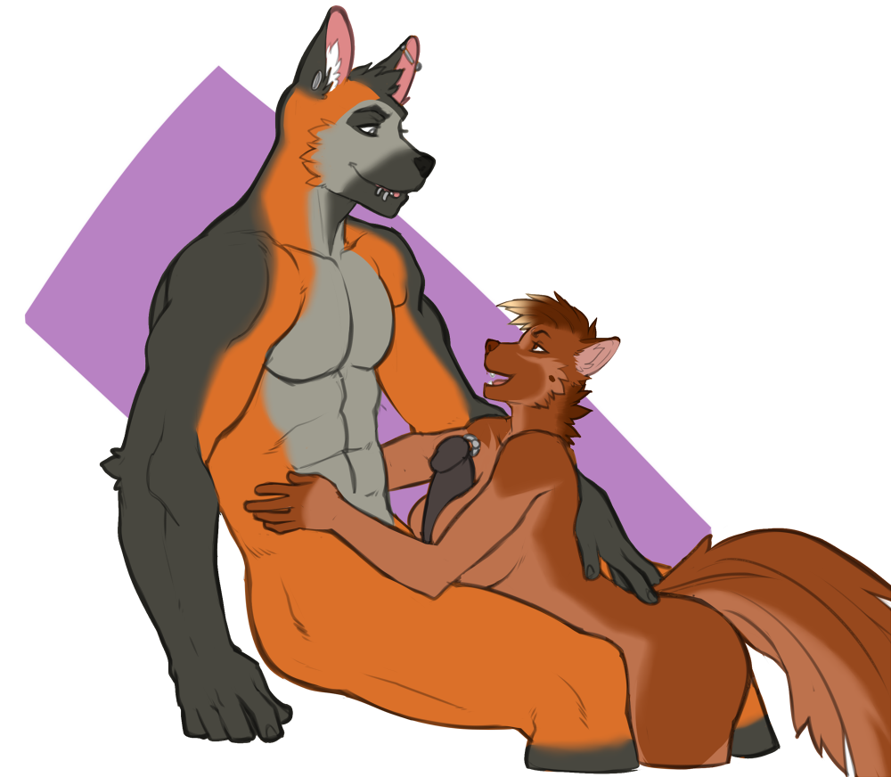 faint, anthro, breasts, canine, duo, erection, female, genital piercing, larger male, male, mammal, muscular, paizuri, penis, penis piercing, piercing, prince albert piercing, sex, size difference, smile, straight, 