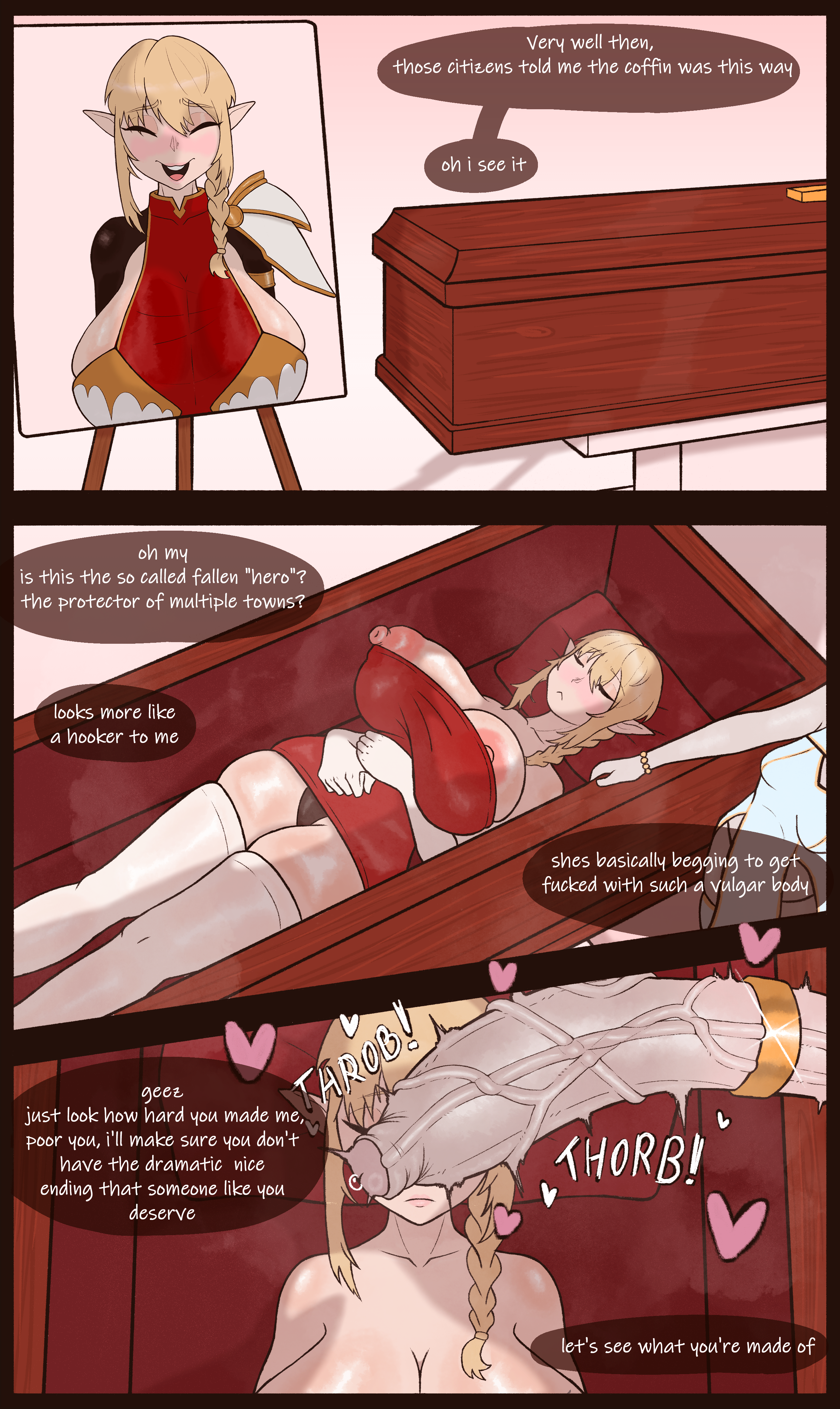 armwear big_breasts blonde_female blonde_hair breasts champaanimation closed_eyes cock_on_face cock_ring coffin comic commission cum cum_on_breasts cum_on_face dead dead_female death degradation degradation_text degrading dialogue disrespect dress elf elf_ears elf_female female female_death flower funeral huge_breasts humiliated humiliating humiliation imminent_penetration imminent_rape imminent_sex laying_on_back leggings long_hair male necrophilia nipples nipples_outside onomatopoeia original_character penis picture questionable_consent sideboob smiley_face steam steamy steamy_body steamy_penis straight text text_bubble thighhighs tight_clothing visible_underwear ych ych_commission