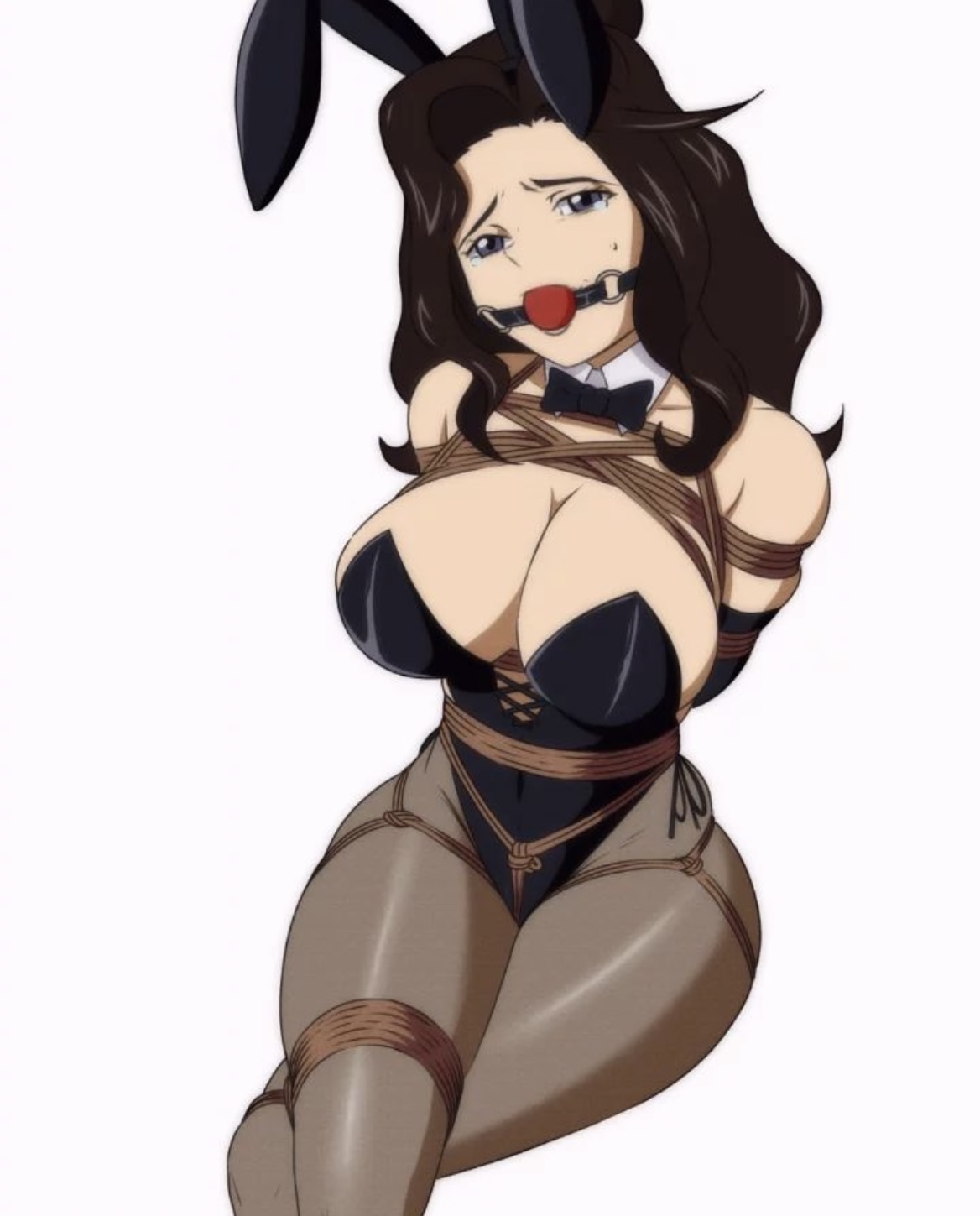 cana alberona, fairy tail, 1girls, arms behind back, ball gag, blush, bunny ears, bunny girl, bunnysuit, femsub, sex slave, slave, 