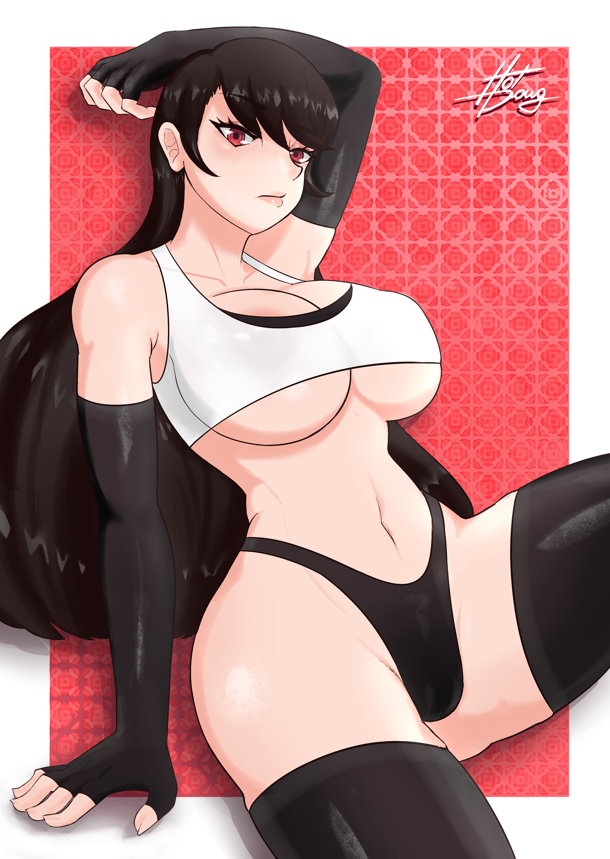 tifa lockhart, final fantasy, black socks, busty, socks, thigh socks, thighhighs, underboob, 