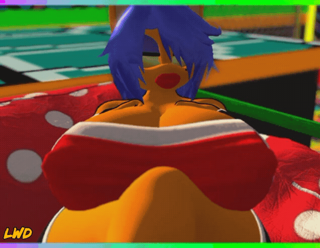 3d alien animated anthro bangs bedroom_eyes big_breasts blue_eyeshadow blue_hair boob_squish bouncing_breasts breast_squeeze breast_squish breasts cleavage clothed clothing dress eyeshadow female female_only fully_clothed hands_on_breasts huge_breasts jewlz lipstick lwd_cartoonz mole_(marking) mole_under_eye orange_fur red_lipstick sitting squishing squishing_breasts squishing_own_breasts teasing thick_legs thick_lips thick_thighs tight_clothing top_heavy wide_hips yellow_eyes