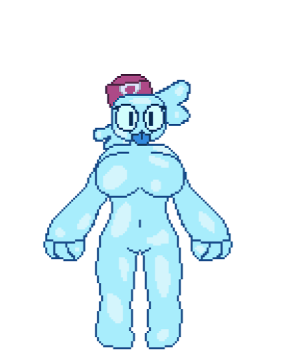 1girls animated big_breasts blue_body blue_hair brawl_stars breasts female pixel_animation pixel_art rule_63 solo squeak_(brawl_stars) tongue white_background