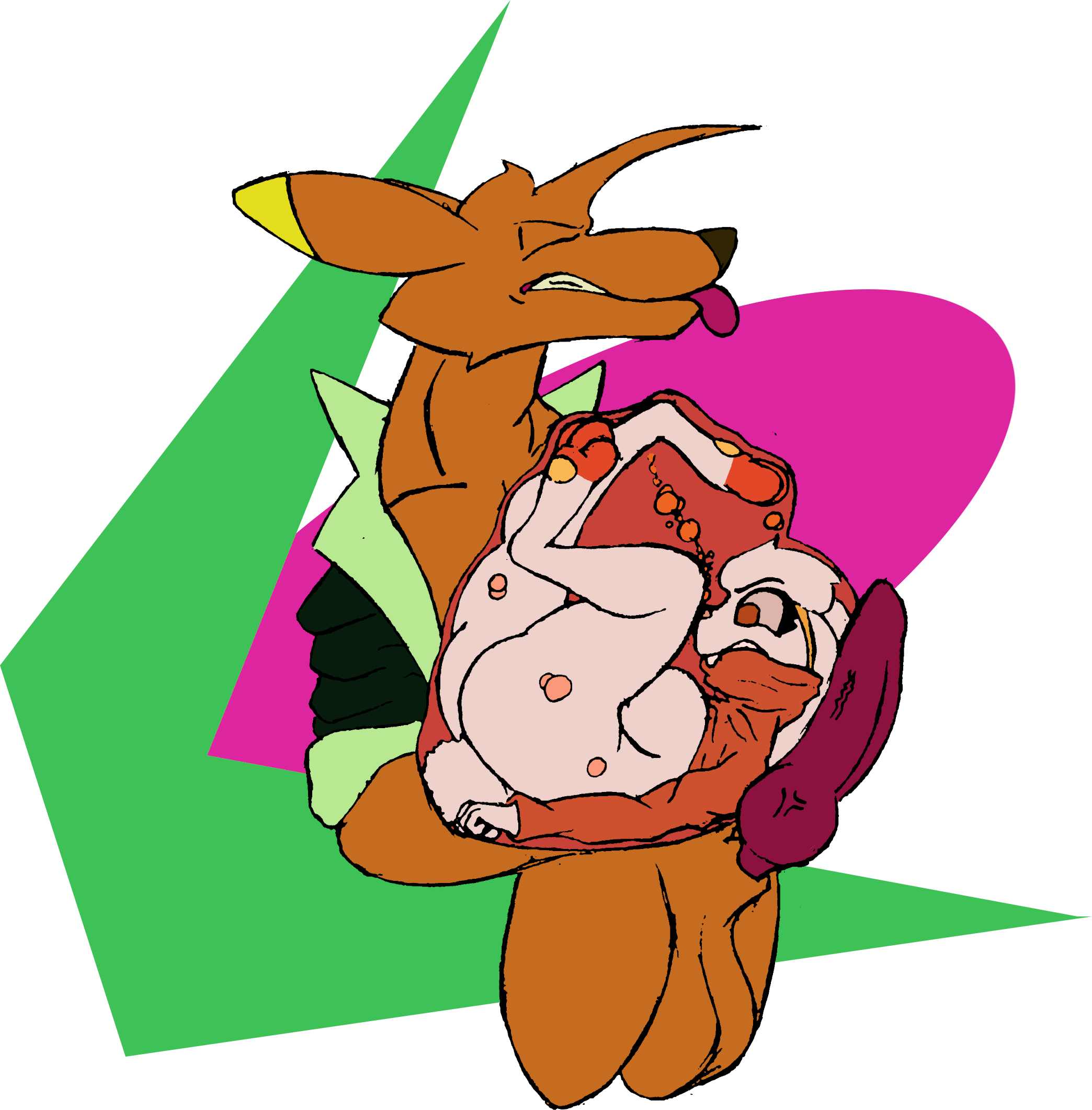 air_bubble alpha_channel anthro balls big_balls big_penis bottomless canid canine canine_penis canis chaoshetra clothed clothing coyote curled_up cyote duo erection female generation_8_pokemon genitals hi_res huge_balls internal jacket jacket_only knot knotted_penis male male/female mammal nintendo penis pokemon pokemon_(species) raboot saggy_balls tongue tongue_out topwear topwear_only vore