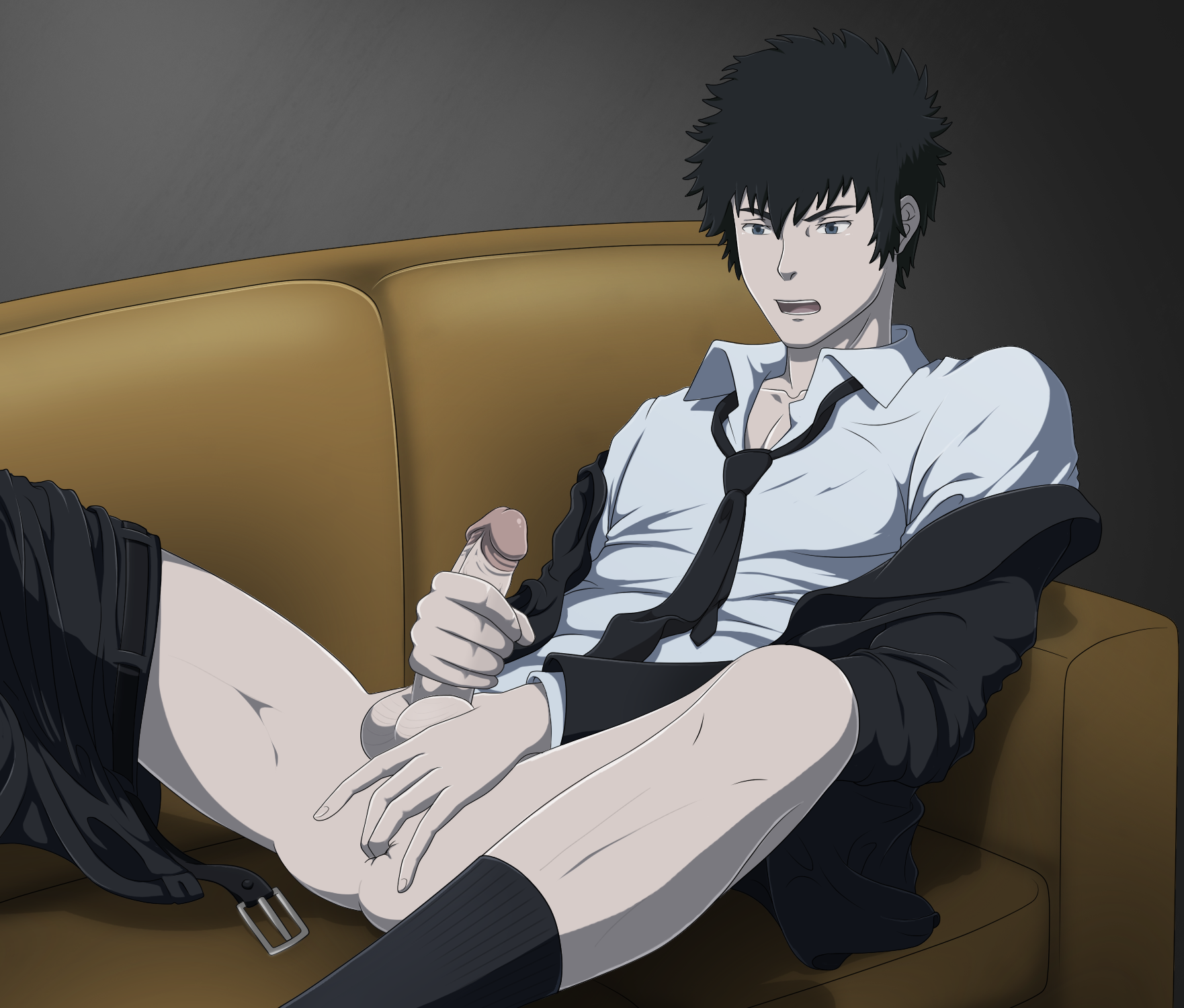 psycho-pass, simple background, anal fingering, anal masturbation, male, ma...