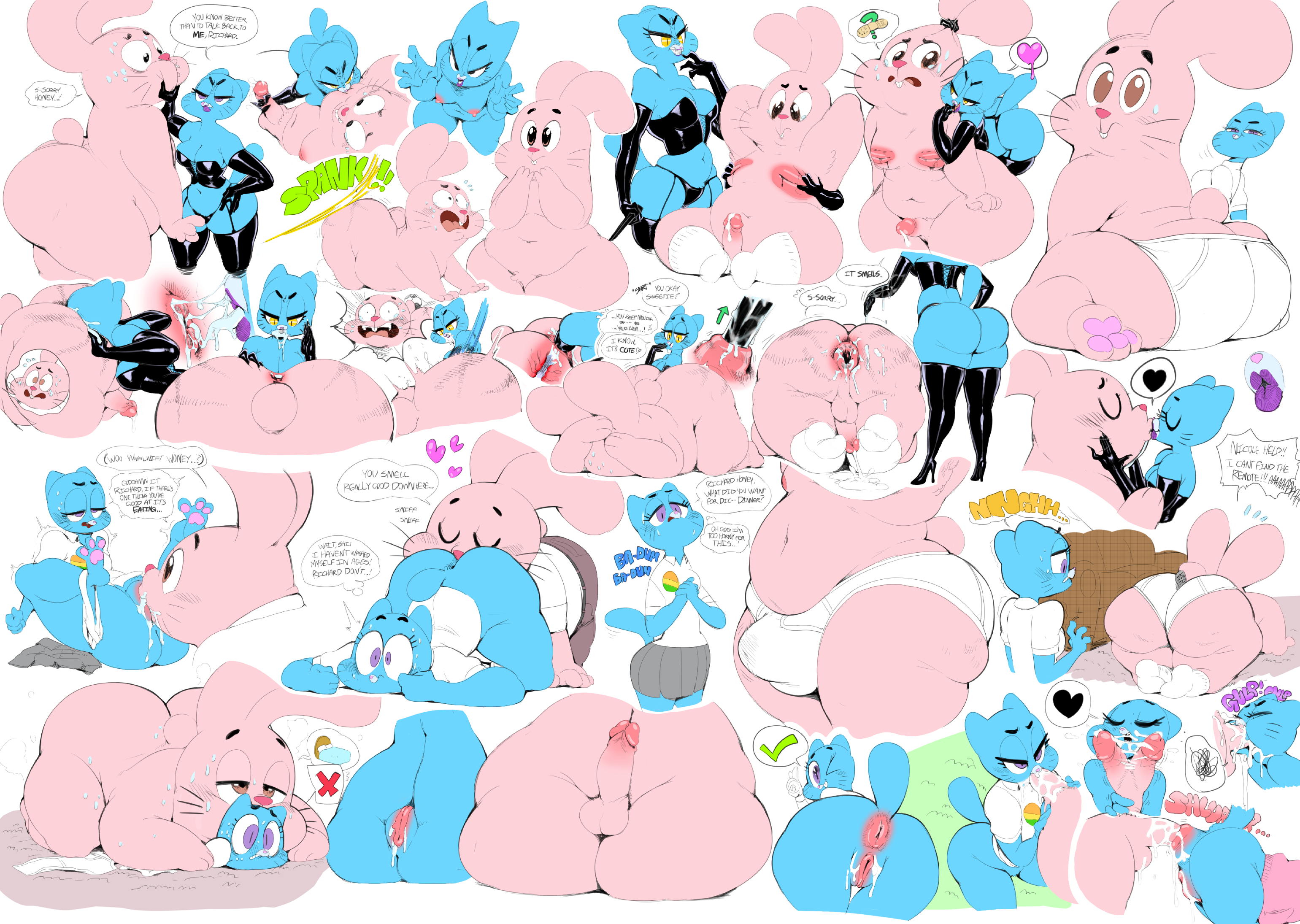 3_toes 4_fingers aftercare anal anal_fisting anal_juice anal_juice_on_anus anal_juice_on_hand anal_juice_string anal_orgasm anal_prolapse anal_sex anal_tugging anthro anus areola armpit_hair armwear ass ass_focus ass_to_ass ass_up badge balls band-aid bandage bdsm_outfit belly big_ass big_butt big_ears bite biting_lip black_armwear black_bridal_gauntlets black_bustier black_clothing black_eyebrows black_eyes black_heart black_leather black_panties black_text black_text_border black_underwear black_whiskers blue_arms blue_belly blue_body blue_breasts blue_butt blue_ears blue_eyelids blue_face blue_feet blue_fingers blue_fur blue_legs blue_neck blue_tail blue_text blush blush_lines bodily_fluids body_hair bold_text boots bottomless bottomless_anthro bottomless_female bottomless_male breasts bridal_gauntlets buckteeth bulge butt_focus butt_slap butt_sniffing calling_for_help cartoon_network check_mark claw_marks claws cleavage clothed clothing collared_shirt colored contact_onomatopoeia controller cum cum_from_ass cum_in_ass cum_in_mouth cum_inside cum_on_anus cum_on_face cum_on_ground cum_on_pussy cum_pool cunnilingus deep_fisting dialogue different_sound_effects directional_arrow domestic_cat dominant dominant_female drinking drinking_cum drip_effect dripping_heart duo ear_pull elbow_gloves ellipsis emanata english_text erection exclamation_point eyebrows eyelashes feet felid feline felis fellatio female female_rimming_male finger_claws finger_fetish finger_lick finger_play fingers fisting fisting_partner footwear frown_eyebrows fur furniture gabugoing gaping gaping_anus genital_fluids genitals gesture gloves grabbing_both_ears grass green_badge grey_miniskirt hand_gesture hand_on_face handjob handwear heart_reaction heart_symbol heartbeat hi_res high_heeled_boots high_heels huge_ass huge_butt humanoid_genitalia humanoid_penis illustrated impact_onomatopoeia kiss_on_lips kissing kneeling lagomorph latex latex_clothing laugh laughing_at leaking_precum legwear leporid licking licking_blood lipstick looking_at_another makeup male male/female mammal married_couple masochism mature_female mature_male moobs motion_lines multiple_poses multiple_positions navel nervous_smile nervous_sweat nicole_watterson nipple_bite nipple_fetish nipple_play nipple_suck nipples nude ok_sign onomatopoeia oral orgasm overweight overweight_male panties pawpads penetration penile penis penis_tuck pictographics pink_areola pink_arms pink_balls pink_belly pink_body pink_butt pink_carpet pink_clothing pink_ears pink_eyelids pink_face pink_feet pink_fur pink_heart pink_legs pink_nipples pink_nose pink_pawpads pink_penis pink_pussy pink_shirt pink_tongue pink_topwear plant pose precum presenting presenting_anus presenting_hindquarters presenting_pussy prolapse pubes puckered_lips pupils purple_eyes purple_lipstick purple_pawpads purple_text pussy rabbit raised_arms raised_eyebrows raised_leg raised_tail rear_view remote_control richard_watterson rimming rimming_male rough_play rough_sex sadism sadistic_smile scut_tail sex shirt shoes short_tail shoulders_raised sitting size_difference slap slit_pupils slurping small_dom_big_sub smug_face sniffing socks sofa sound_effects spank_(sound_effect) spank_marks spank_marks_on_ass spanking speech_bubble sucking sunibee swallowing sweat tail tail_motion tailwag tan_eyes tears tears_of_pain teeth temptation tempting text text_emphasis the_amazing_world_of_gumball thick_thighs thigh_boots thigh_highs third-party_edit tight_clothing tight_undergarment tight_underwear toes tongue topwear underwear underwear_only vaginal_penetration whiskers white_clothing white_footwear white_panties white_sclera white_shirt white_socks white_topwear white_underwear wounded yellow_badge yellow_eyes