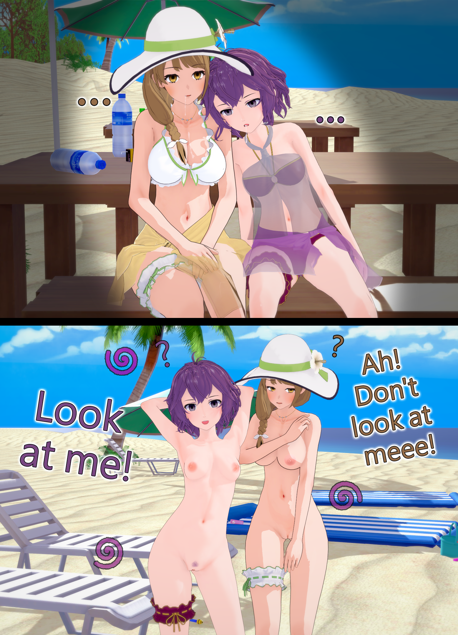 ... 2girls 2koma 3d ? accessory alternate_costume arms_behind_head ass_visible_through_thighs bangs bare_arms bare_legs bare_midriff bare_shoulders bare_thighs beach beach_chair beach_umbrella bench bernadetta_von_varley bernadetta_von_varley_(summer) bikini blush bottle braid breasts brown_hair cleavage collarbone completely_nude confusion covering covering_breasts drooling embarrassed empty_eyes english_text exhibitionism female female_only female_pubic_hair femsub fire_emblem fire_emblem:_three_houses fire_emblem_engage fire_emblem_heroes goldmary_(fire_emblem) grey_eyes hair_over_shoulder hat hat_flower humiliation hypnotic_magic instant_loss instant_loss_2koma legband legs long_hair looking_at_viewer medium_breasts midriff mind_control multiple_females multiple_girls multiple_subs naked_hat navel necklace nintendo nipples nude nude_female ocean official_alternate_costume outdoors palm_tree parasol personality_switch pose pubic_hair public purple_bikini purple_hair purple_sarong purple_swimsuit pussy saliva saliva_trail sand sarong see-through short_hair shoulders side_ponytail sitting small_breasts sun_hat swimsuit table text thighs towel tree umbrella water white_bikini white_swimsuit yellow_eyes yellow_sarong