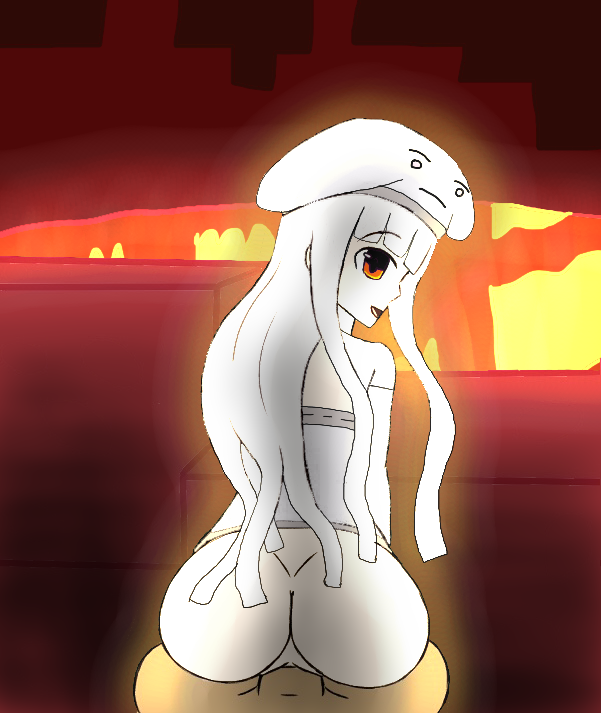 ghast, minecraft, edit, aenmz, ass, back view, clothing, lava, looking at v...
