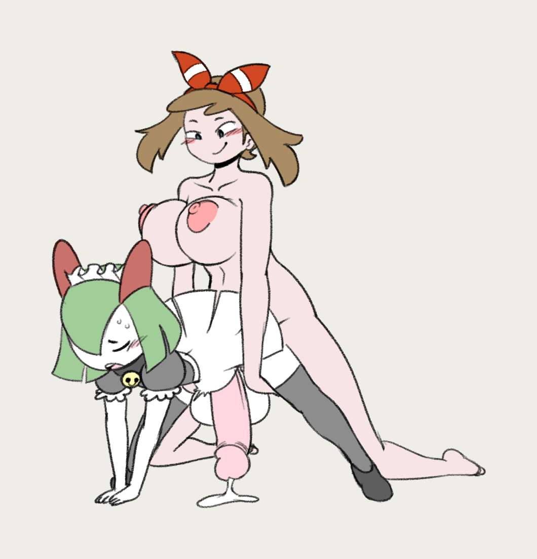 angstrom, kirlia, nintendo, 2019, digital media (artwork), grey background, rule 63, simple background, anal, anal sex, areola, balls, big balls, big breasts, big penis, biped, blush, bodily fluids, breasts, brown hair, clothed, clothing, collar, crossdressing, erection, fti crossgender, genital fluids, genitals, girly, gynomorph, gynomorph/male, gynomorph penetrating, gynomorph penetrating male, hair, huge balls, huge cock, human, human penetrating, humanoid genitalia, humanoid penis, hyper, hyper genitalia, hyper penis, intersex, intersex/male, intersex penetrated, intersex penetrating, intersex penetrating male, interspecies, kurly, maid uniform, male, male penetrated, mammal, nipples, penetration, penile, penile penetration, penis, pokemon, precum, precum on ground, precum string, sex, stomach bulge, uniform, video games, 