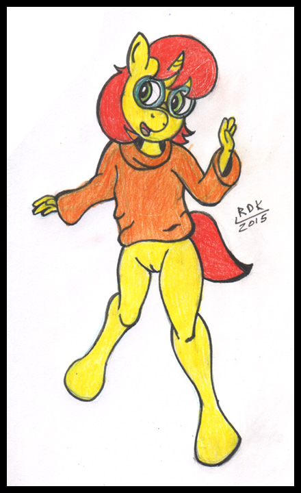 reddragonkan, friendship is magic, hasbro, idw publishing, my little pony, comic, pencil (artwork), simple background, traditional media (artwork), anthro, biped, bottomless, clothed, clothing, equid, equine, eyewear, female, genitals, glasses, graphite (artwork), green eyes, hair, horn, horse, mammal, pony, prancy drew, pussy, red hair, solo, sweater, topwear, unicorn, unicorn horn, yellow body, 