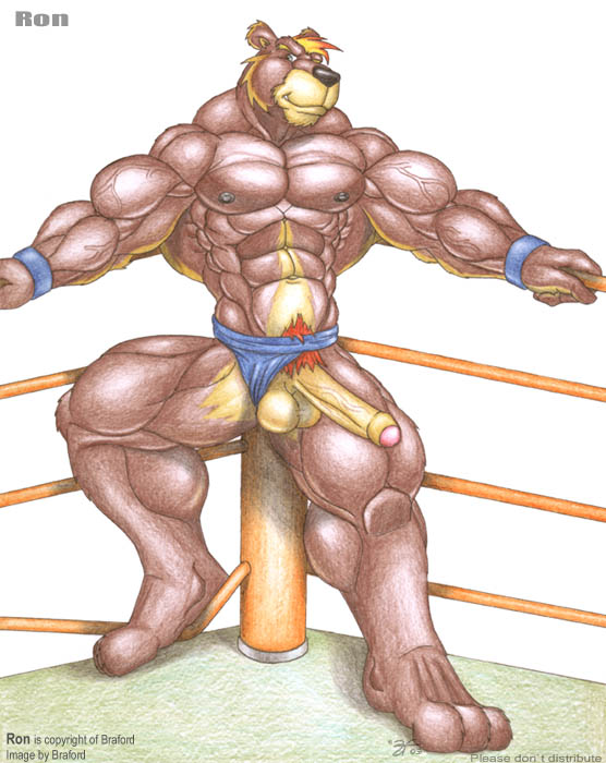 braford, abs, balls, bear, biceps, big penis, male, male only, muscles, pecs, penis, solo, thong, uncut, underwear, veins, wrestling, 